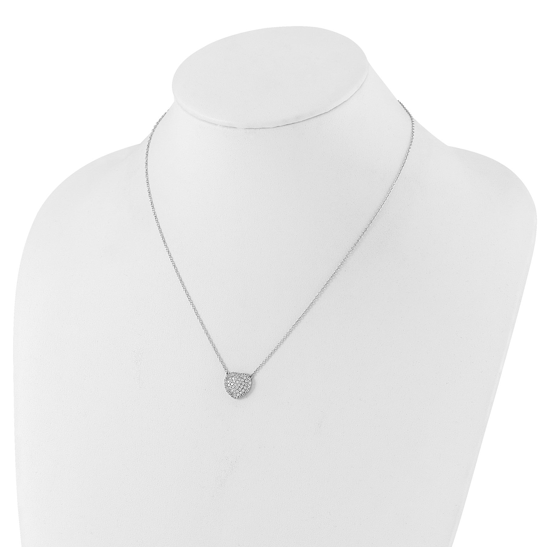 Lab Grown Diamond Cluster Heart Necklace 14K White Gold