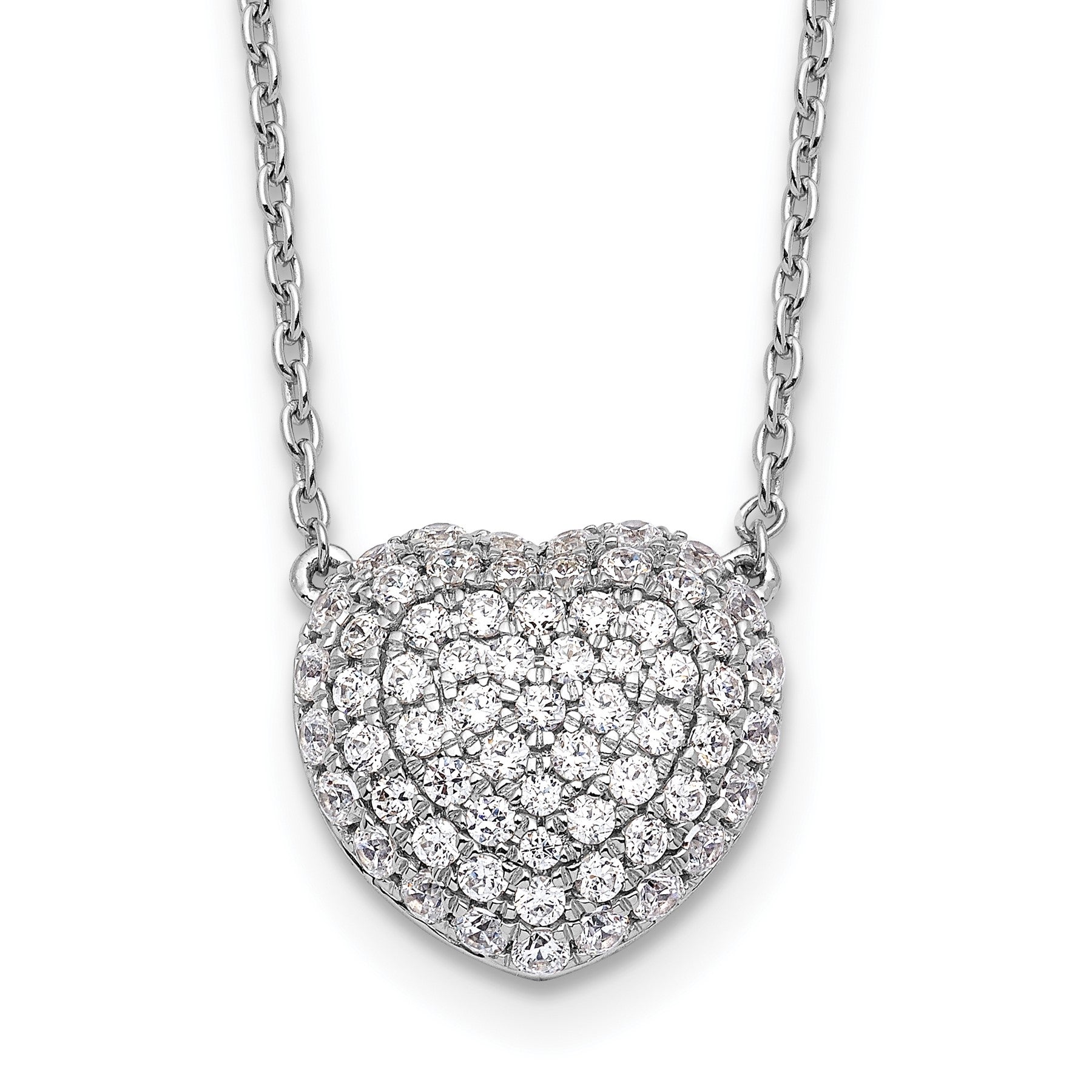 Lab Grown Diamond Cluster Heart Necklace 14K White Gold