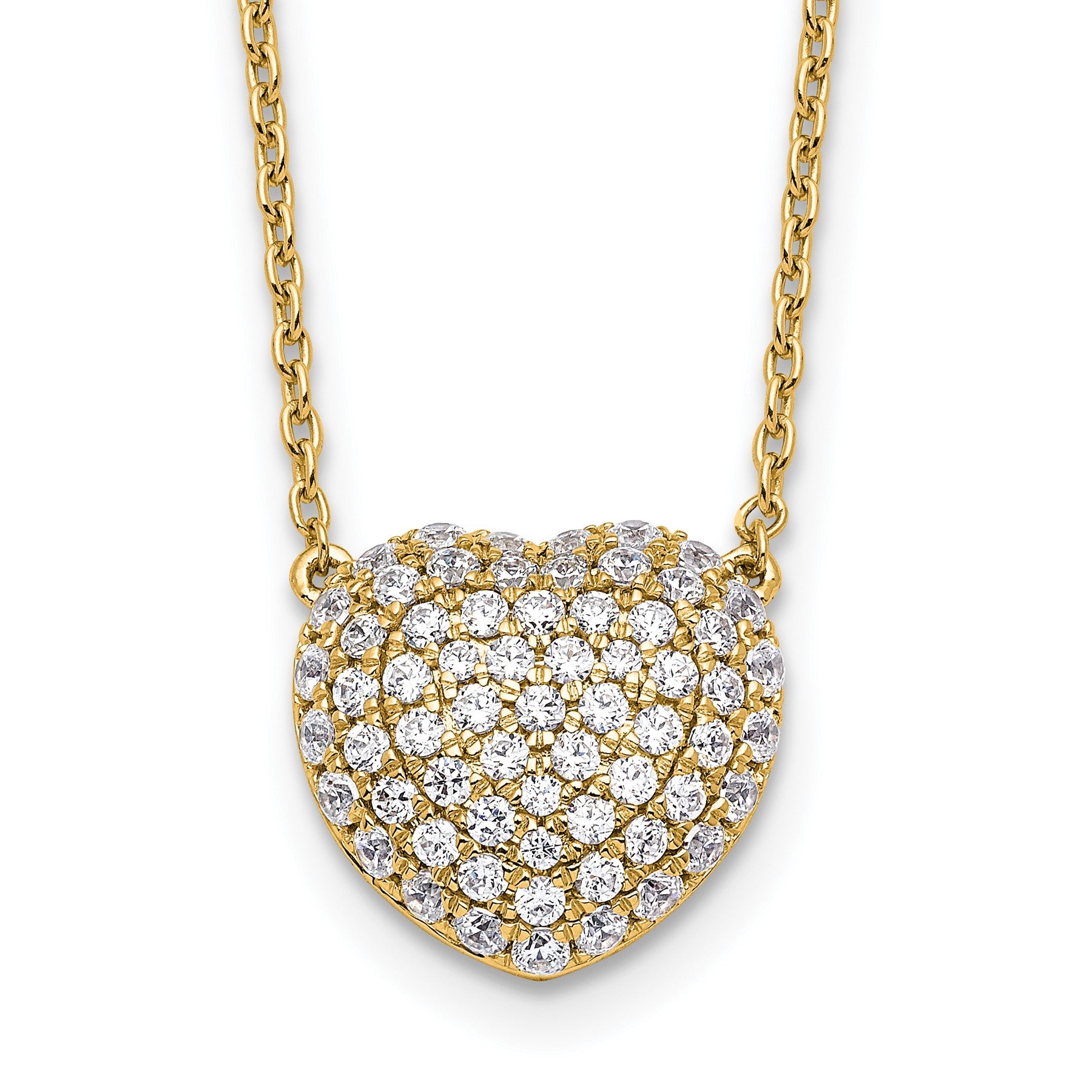 Lab Grown Diamond Cluster Heart Necklace 14K White Gold