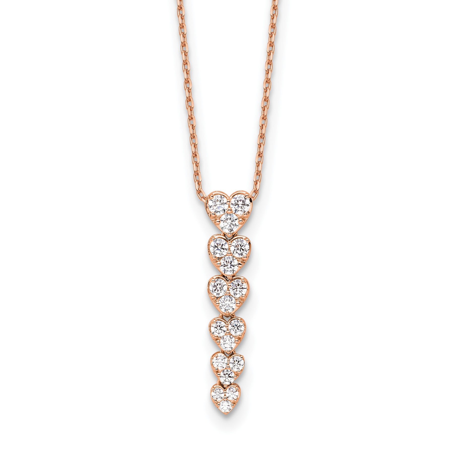 Lab Grown Diamond Hearts Drop Necklace 14K Gold