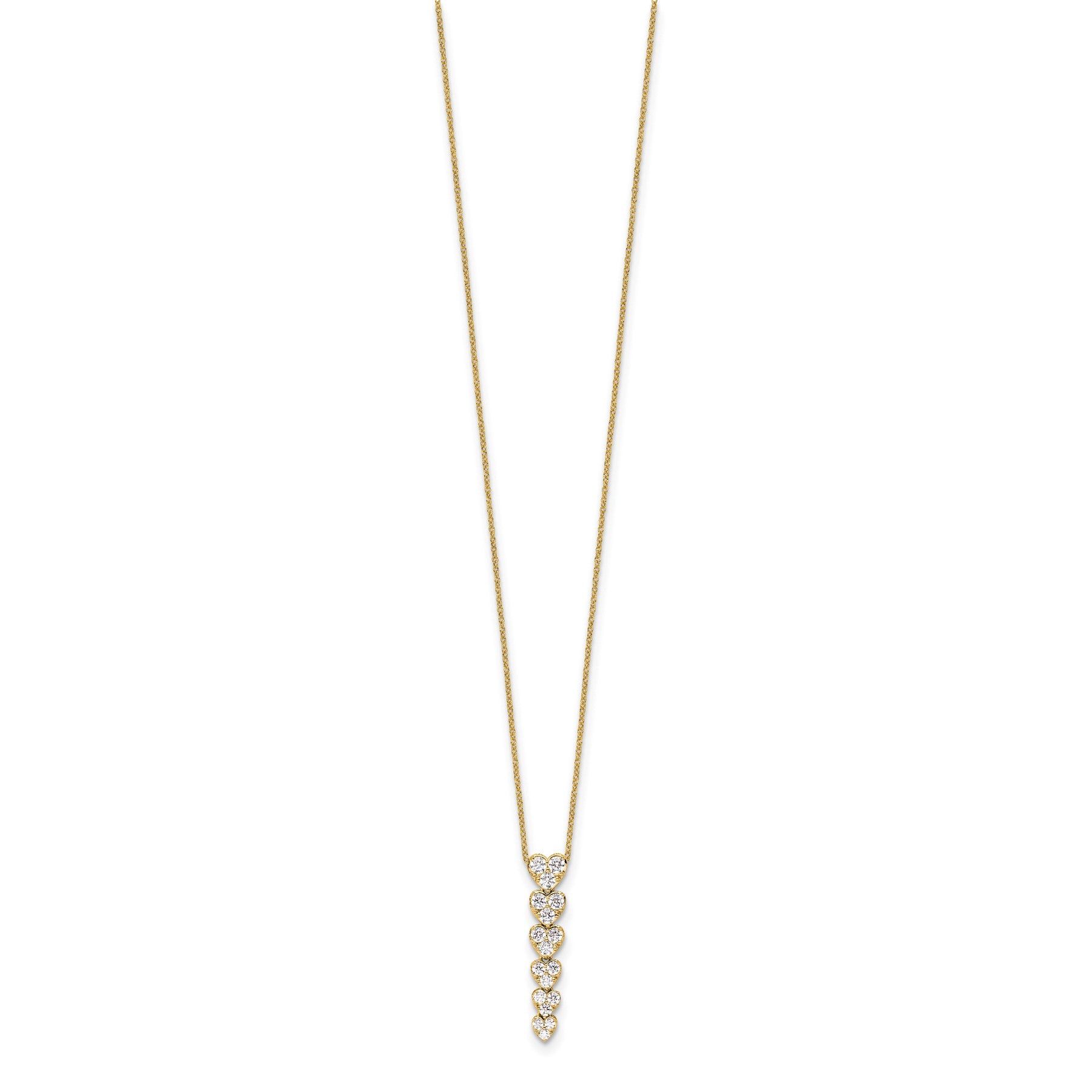 Lab Grown Diamond Hearts Drop Necklace 14K Gold