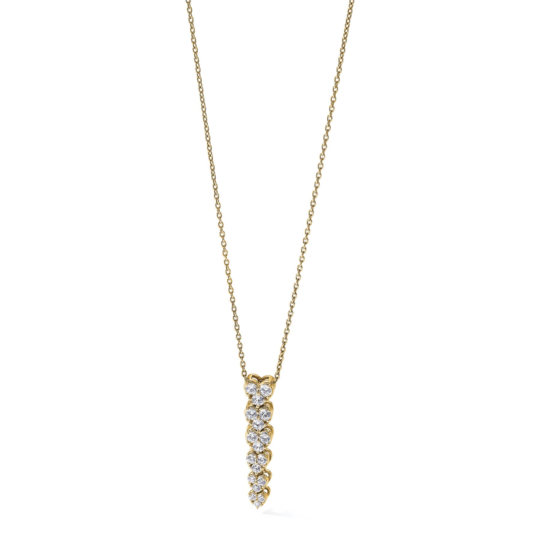 Lab Grown Diamond Hearts Drop Necklace 14K Gold