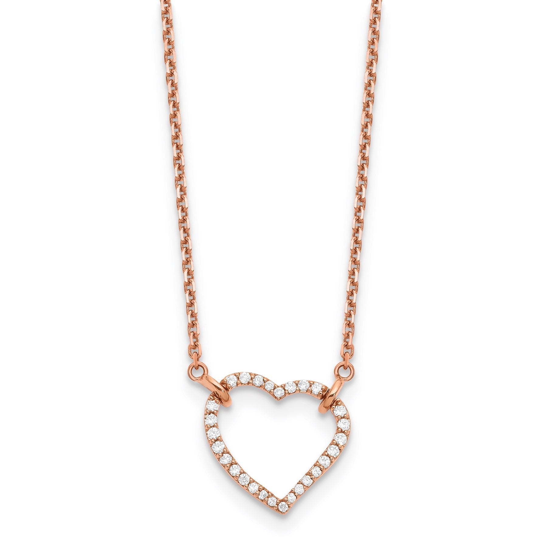 Lab Grown Diamond Open Heart Necklace 1/5 ctw