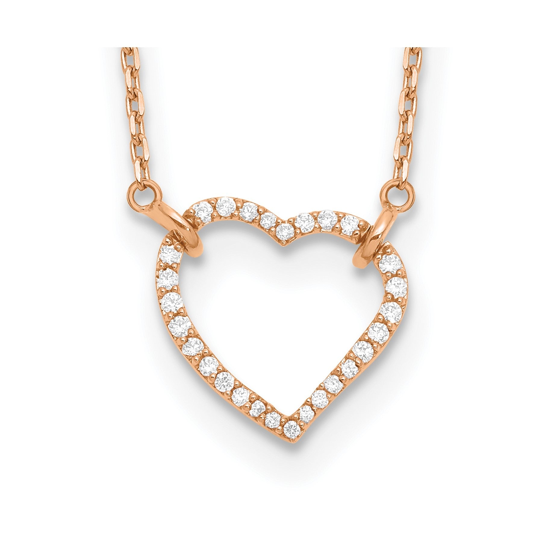Lab Grown Diamond Open Heart Necklace 1/5 ctw