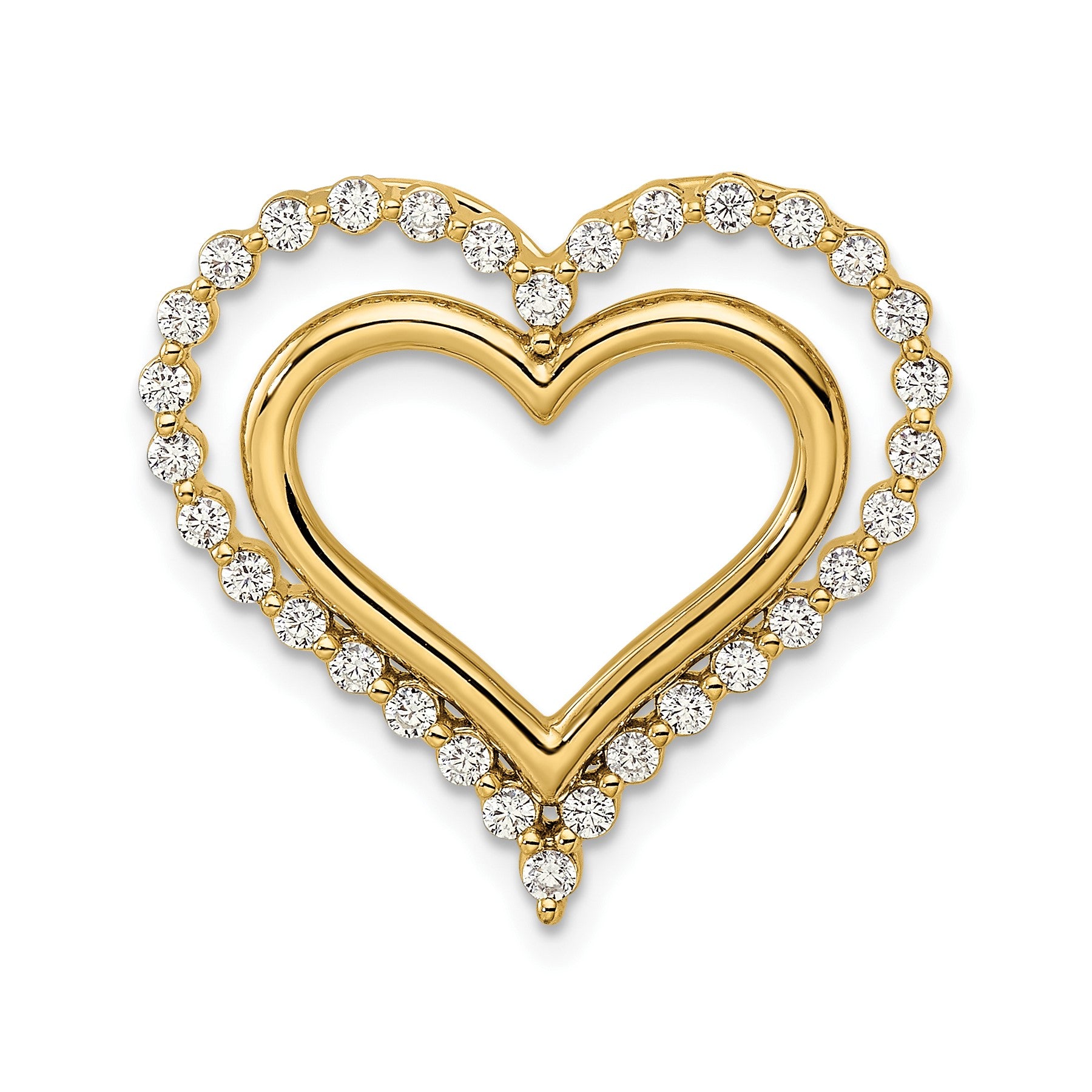 Lab Grown Diamond Double Heart in Heart Pendant 14k Gold