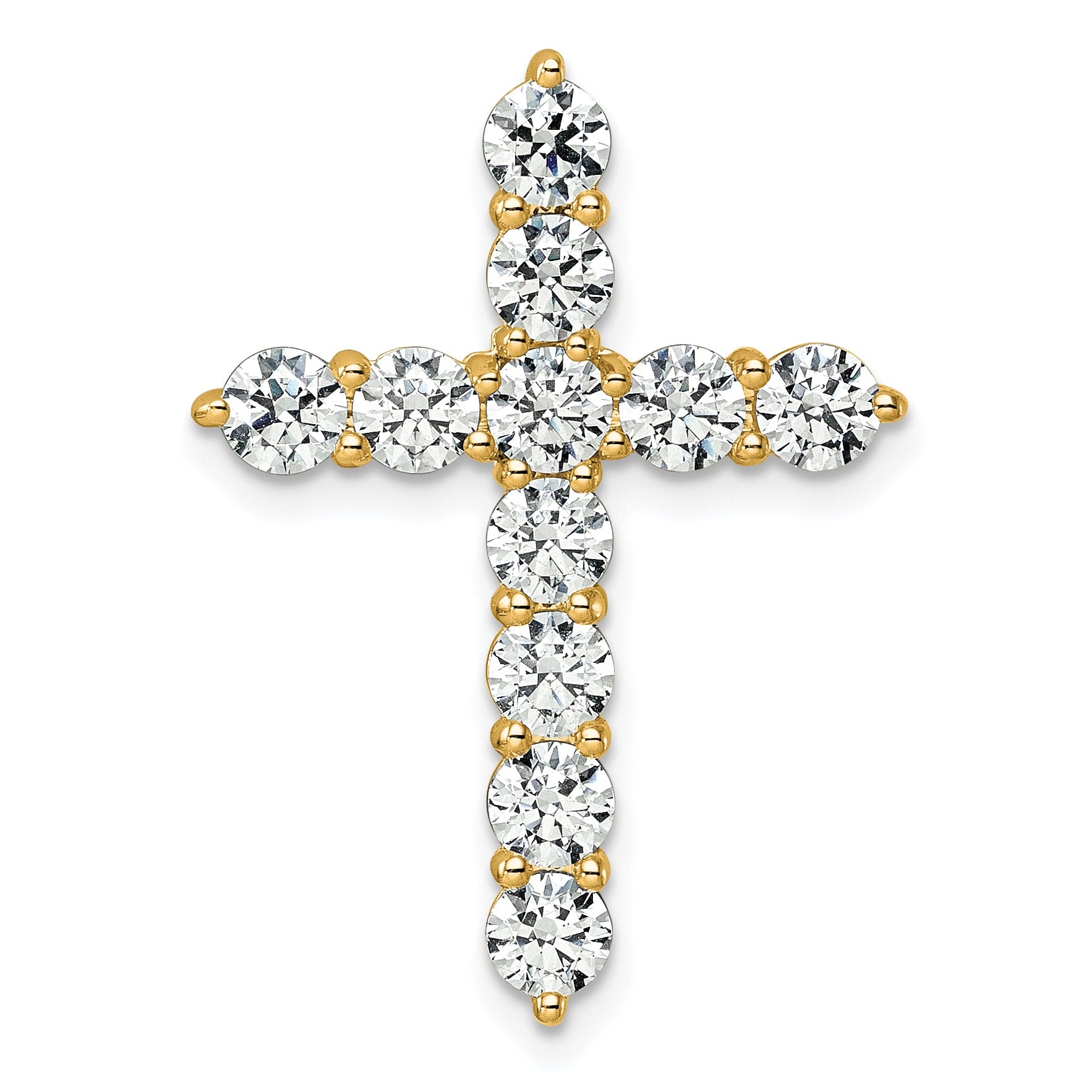 14k Gold Lab Grown Diamond Cross Chain Slide Pendant