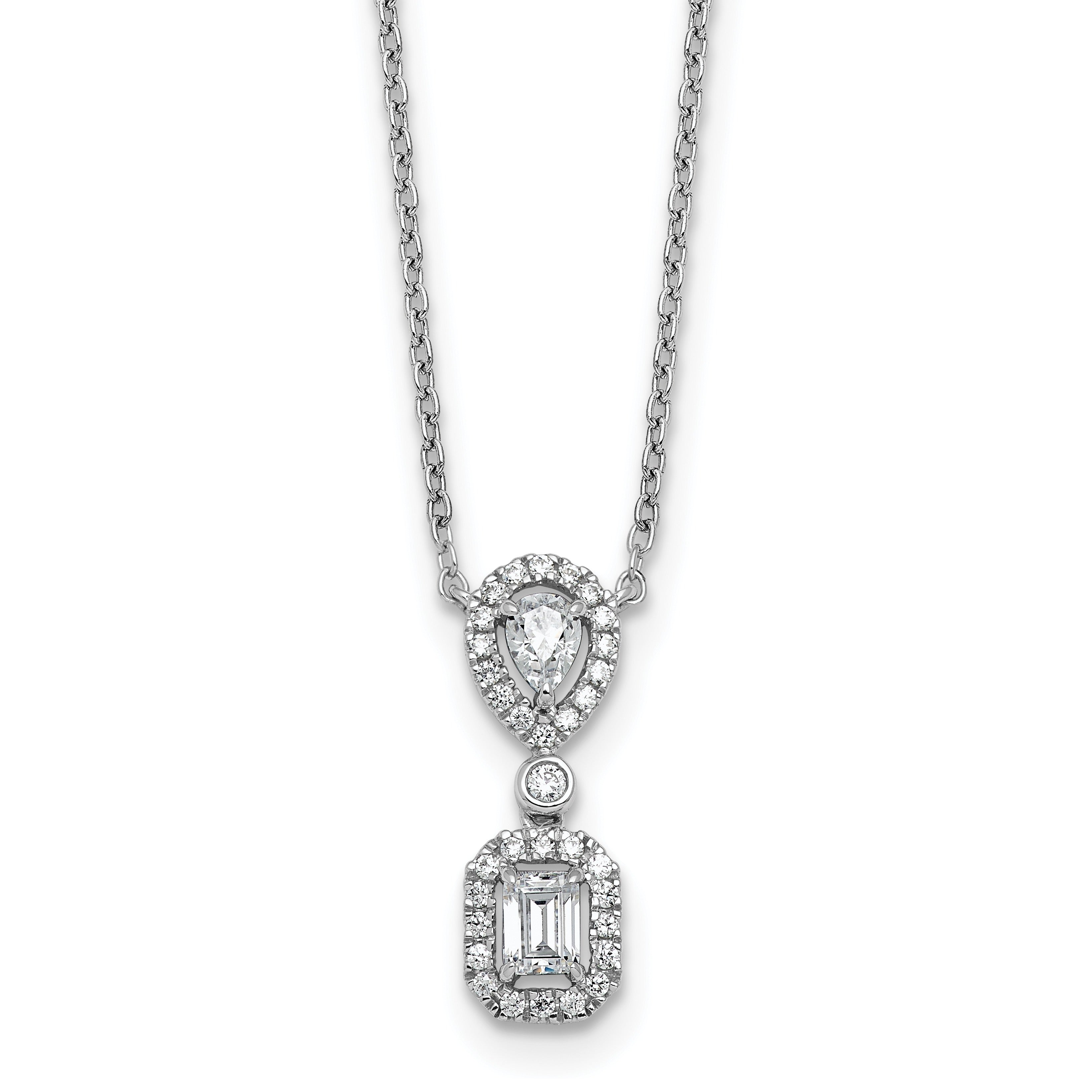 14k White Gold Lab Grown Diamond Halo Dangle Necklace