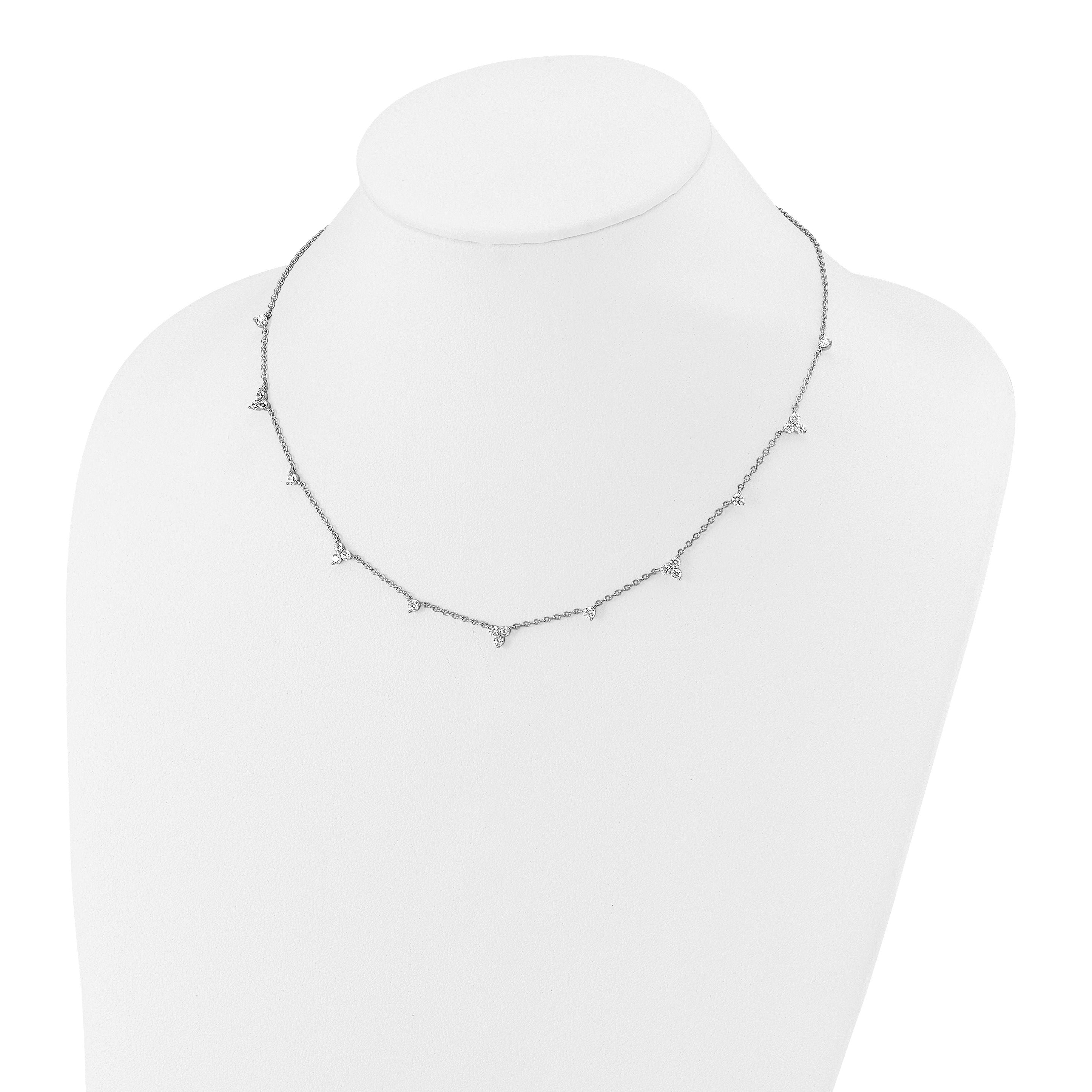 14k White Gold Lab Grown Diamond Eleven Station Necklace