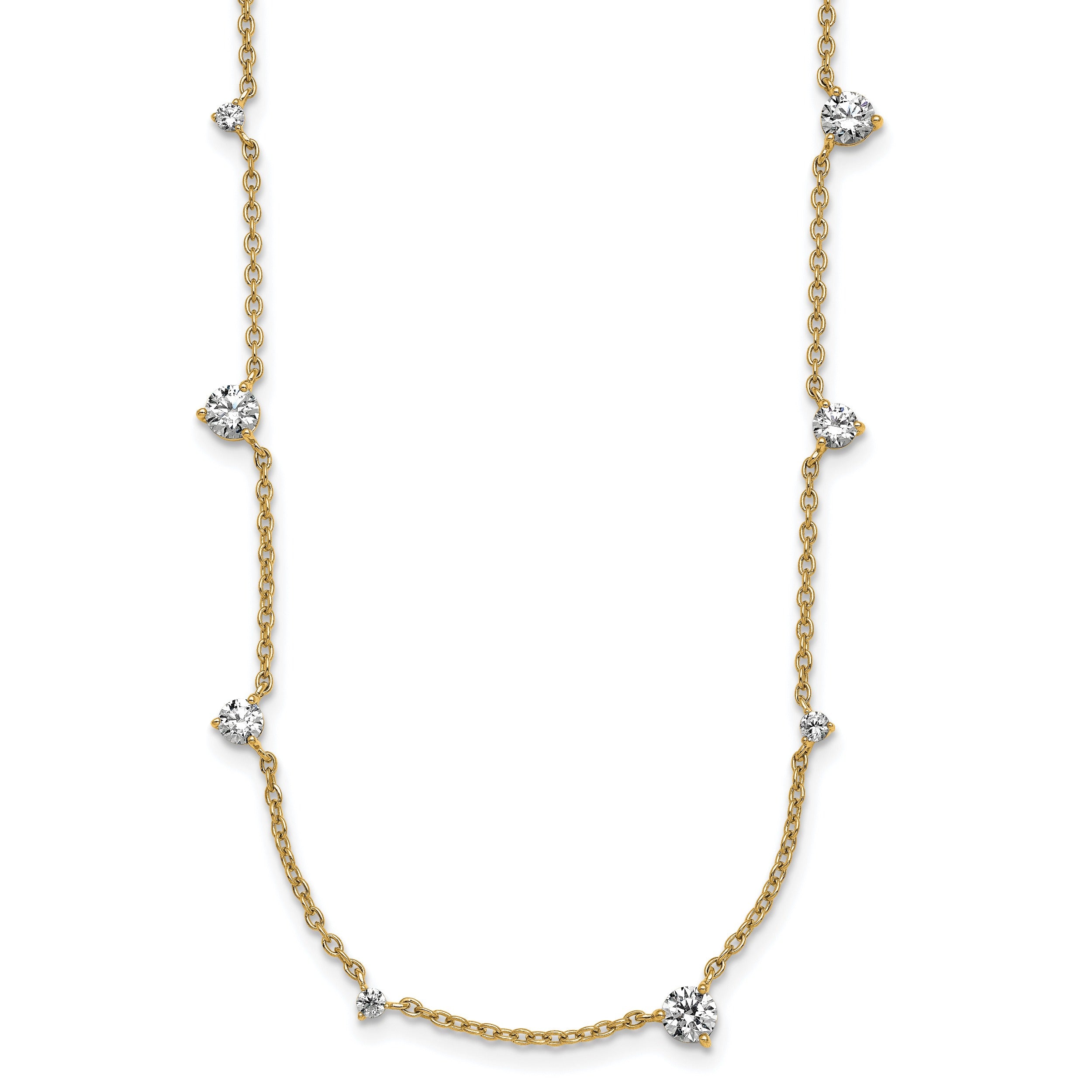 14k Gold Lab Grown Diamond Multi Station Necklaces