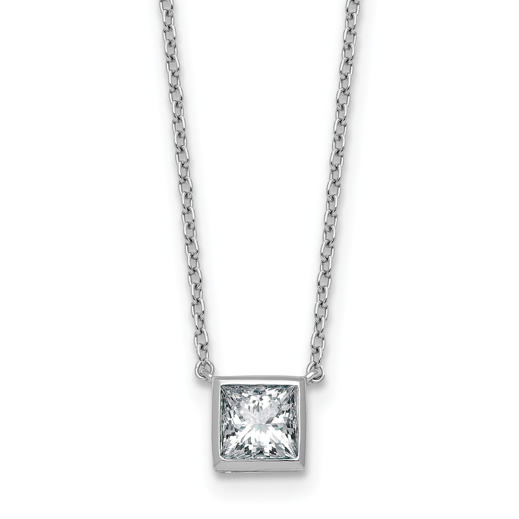 14k White Gold Lab Grown Diamond Solitaire Necklace