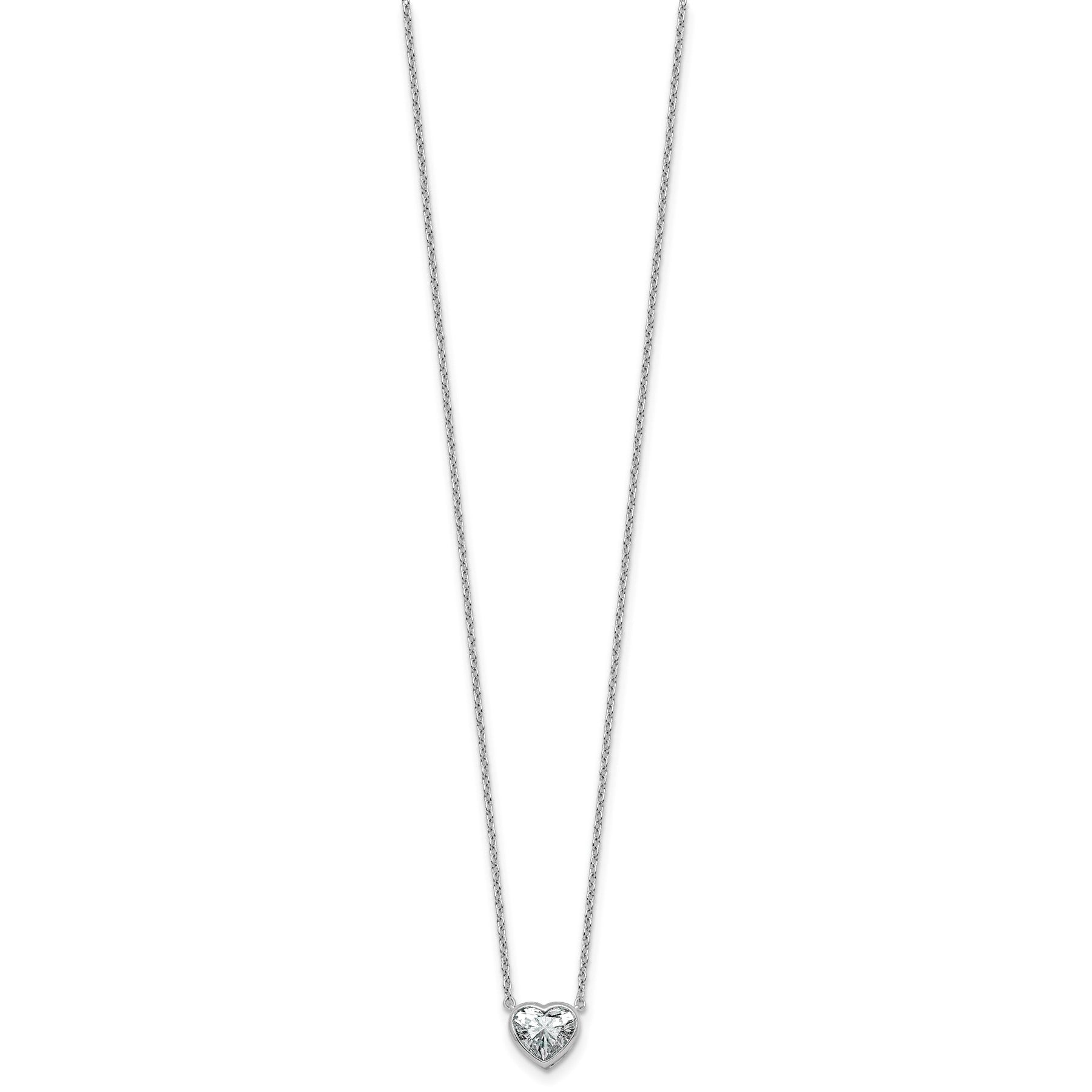 14k White Gold Lab Grown Diamond Solitaire Heart Necklace