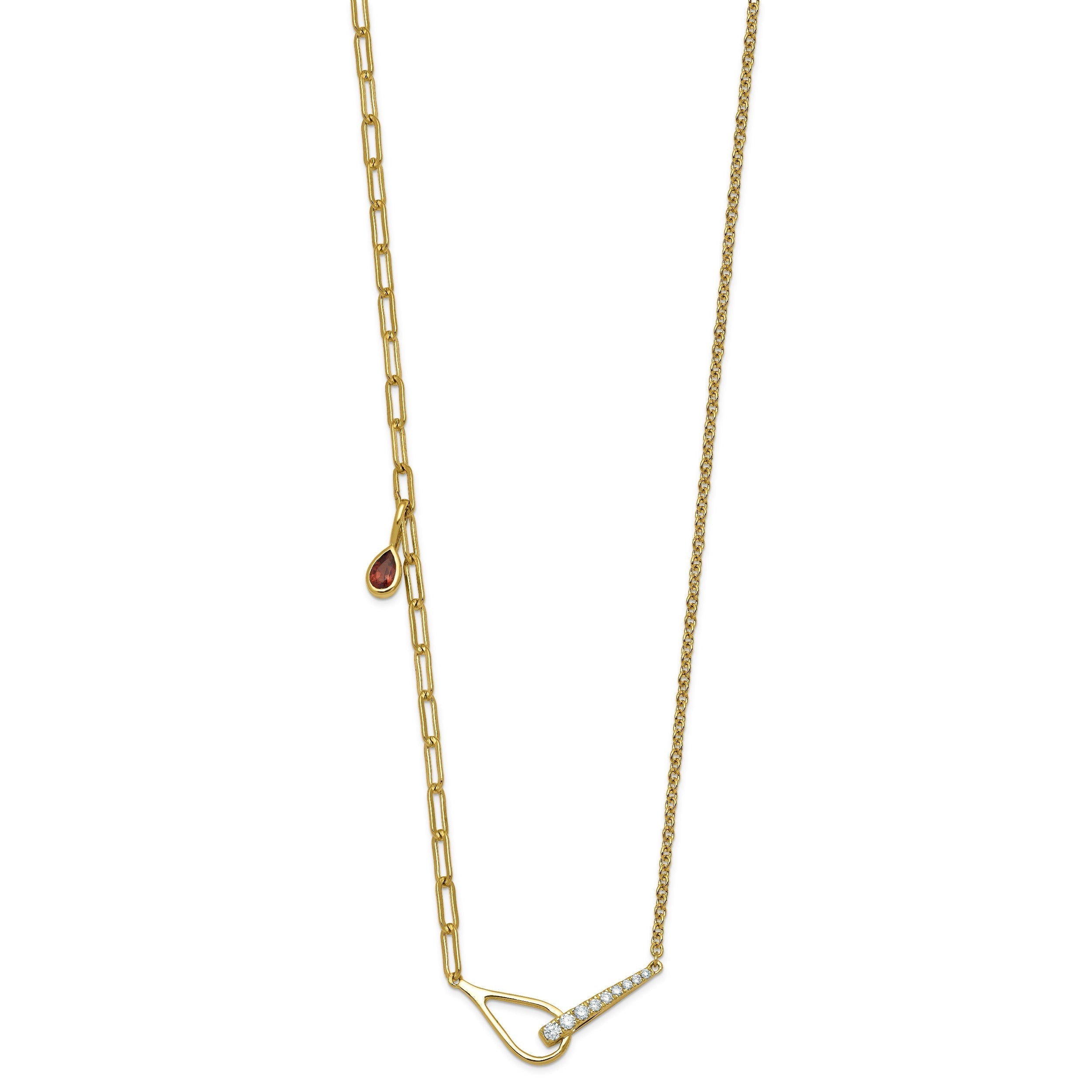 0.11 Ct Round White Lab Grown Diamond Prong 14K Yellow Gold Utility Chic Paperclip Cable Chain Necklace