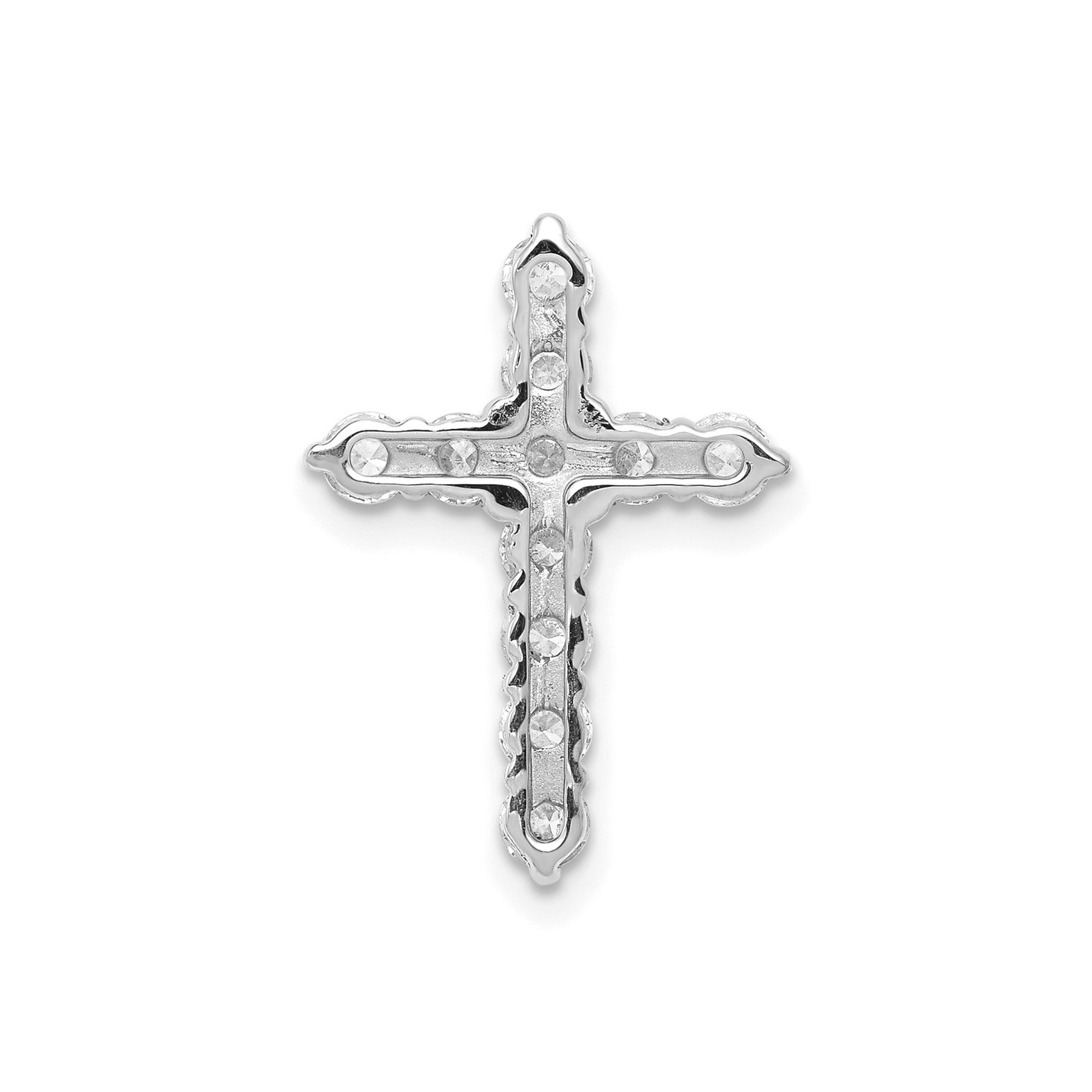 14k White Gold 3/4 carat Lab Grown Diamond Cross Chain Slide Pendant