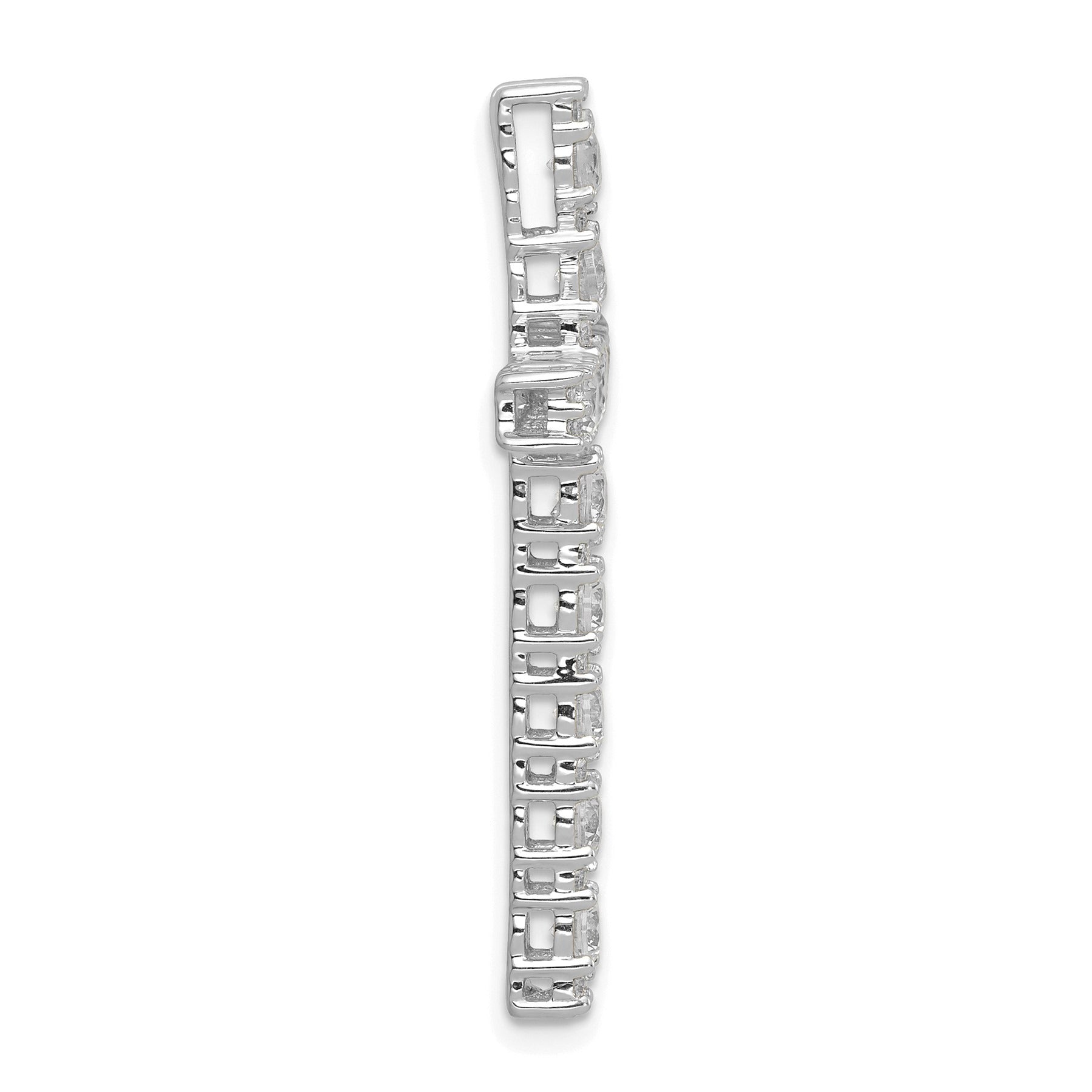 10k White Gold 1 carat Lab Grown Diamond Cross Chain Slide Pendant