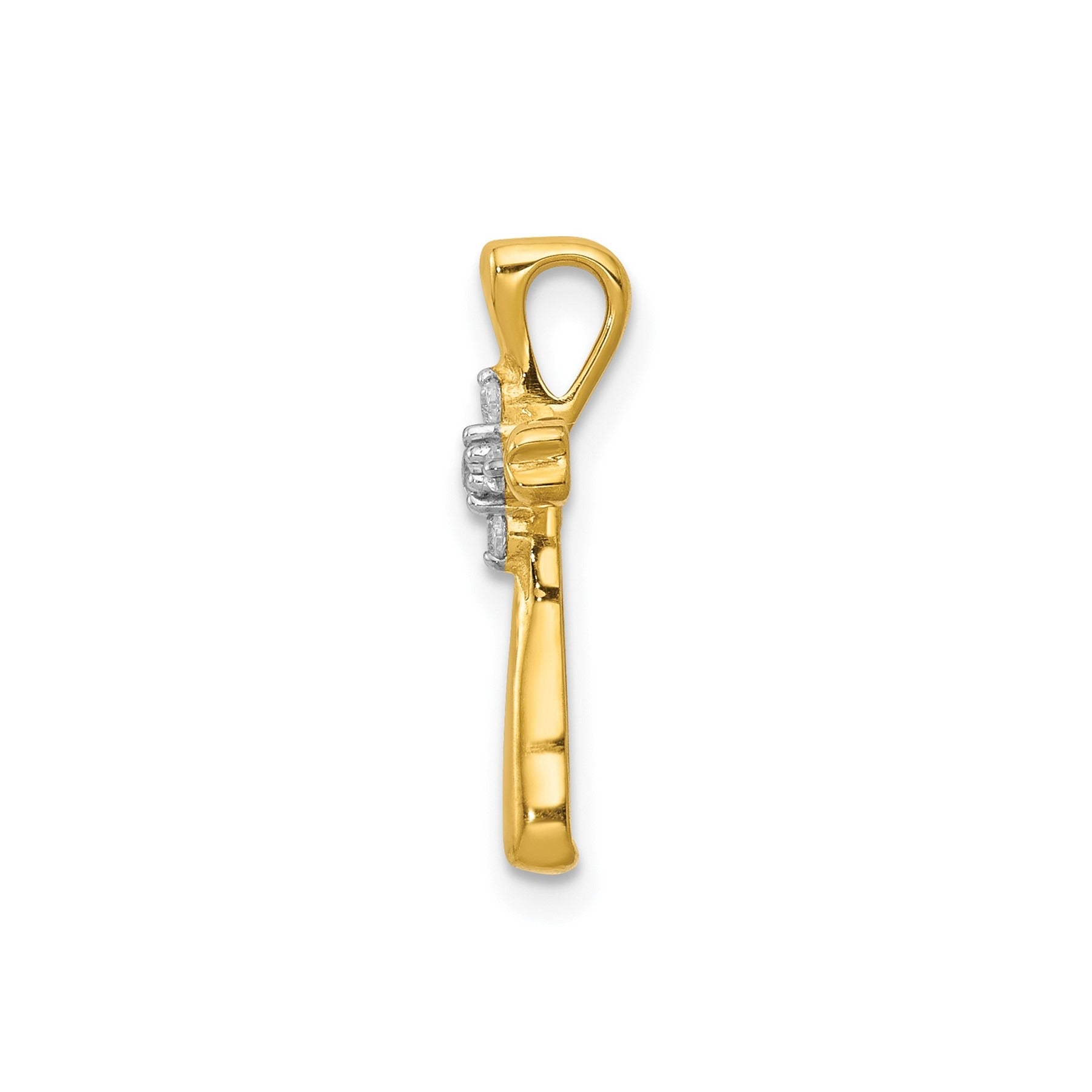 14k Gold 1/10 carat Lab Grown Diamond  Cross Chain Slide Pendant