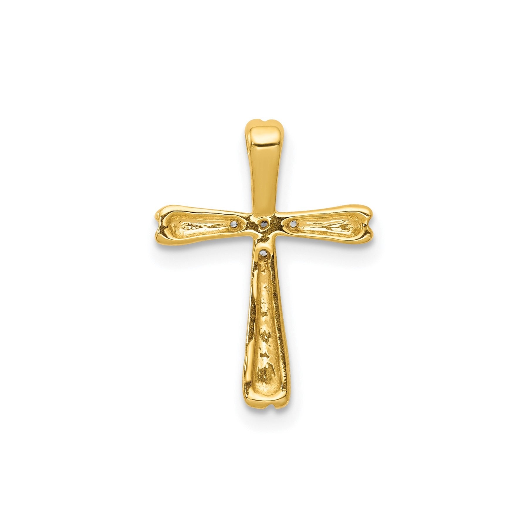 14k Gold 1/10 carat Lab Grown Diamond  Cross Chain Slide Pendant