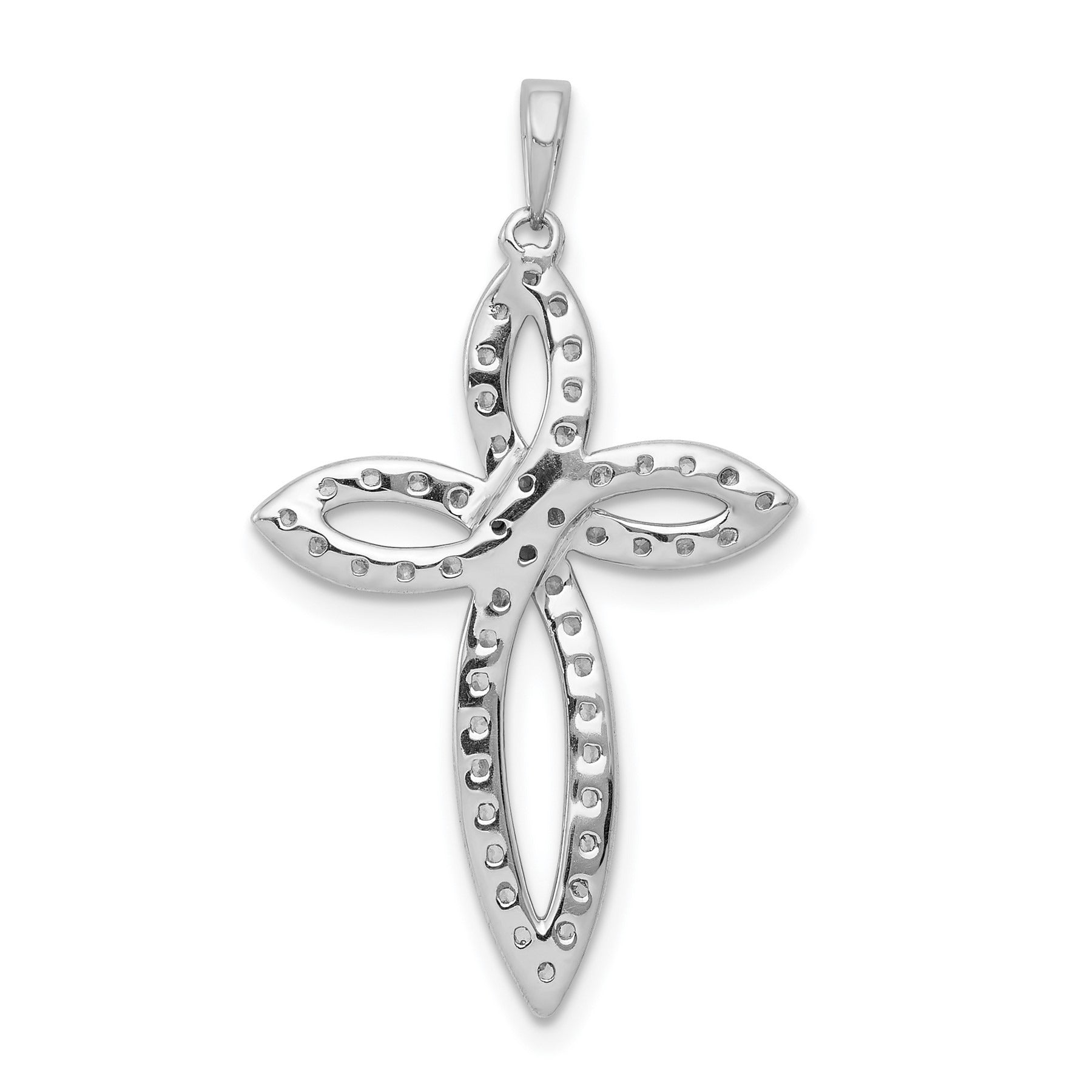14k White Gold 1/2 carat Lab Grown Diamond Cross Pendant