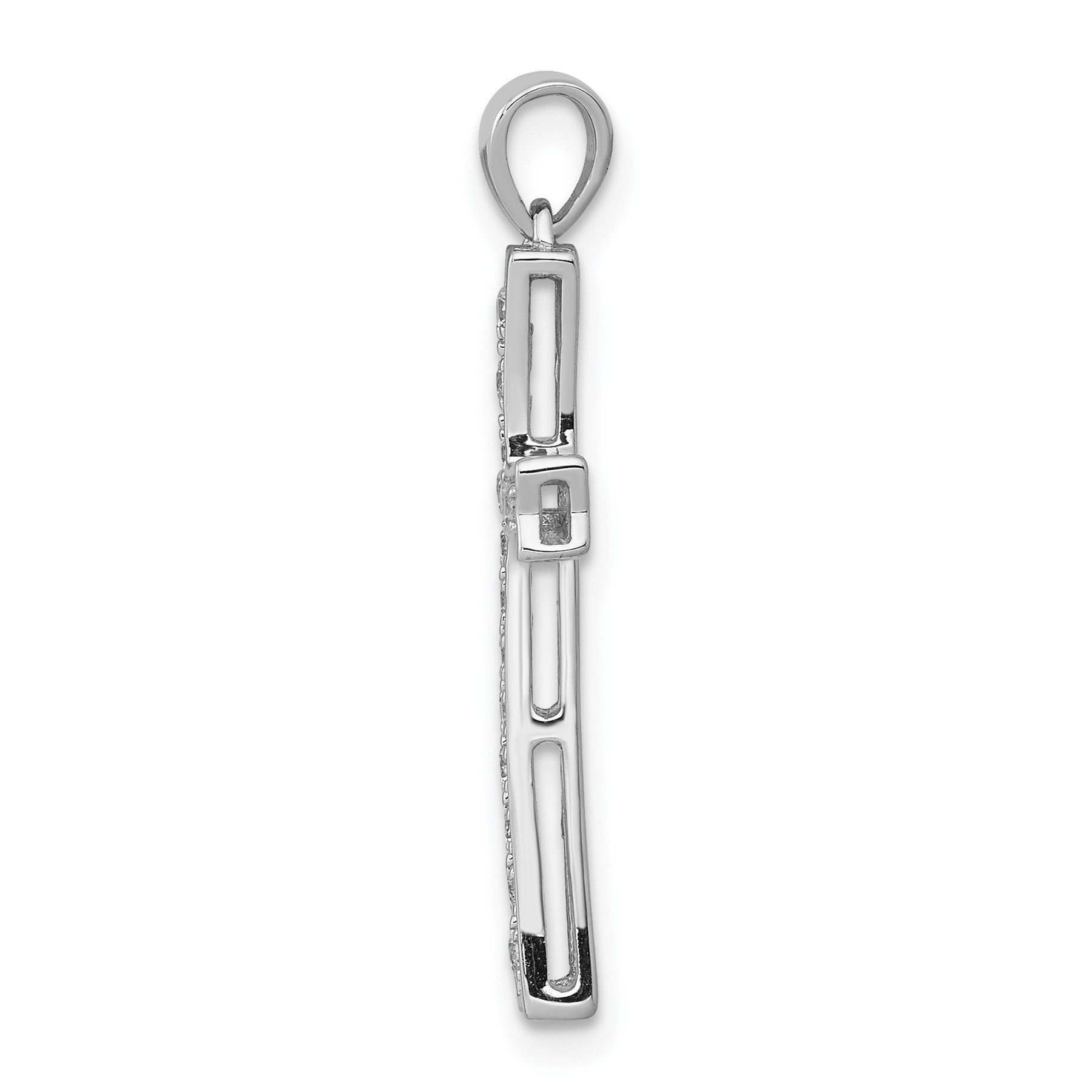 14k White Gold 1/5 carat Lab Grown Diamond Cross Pendant