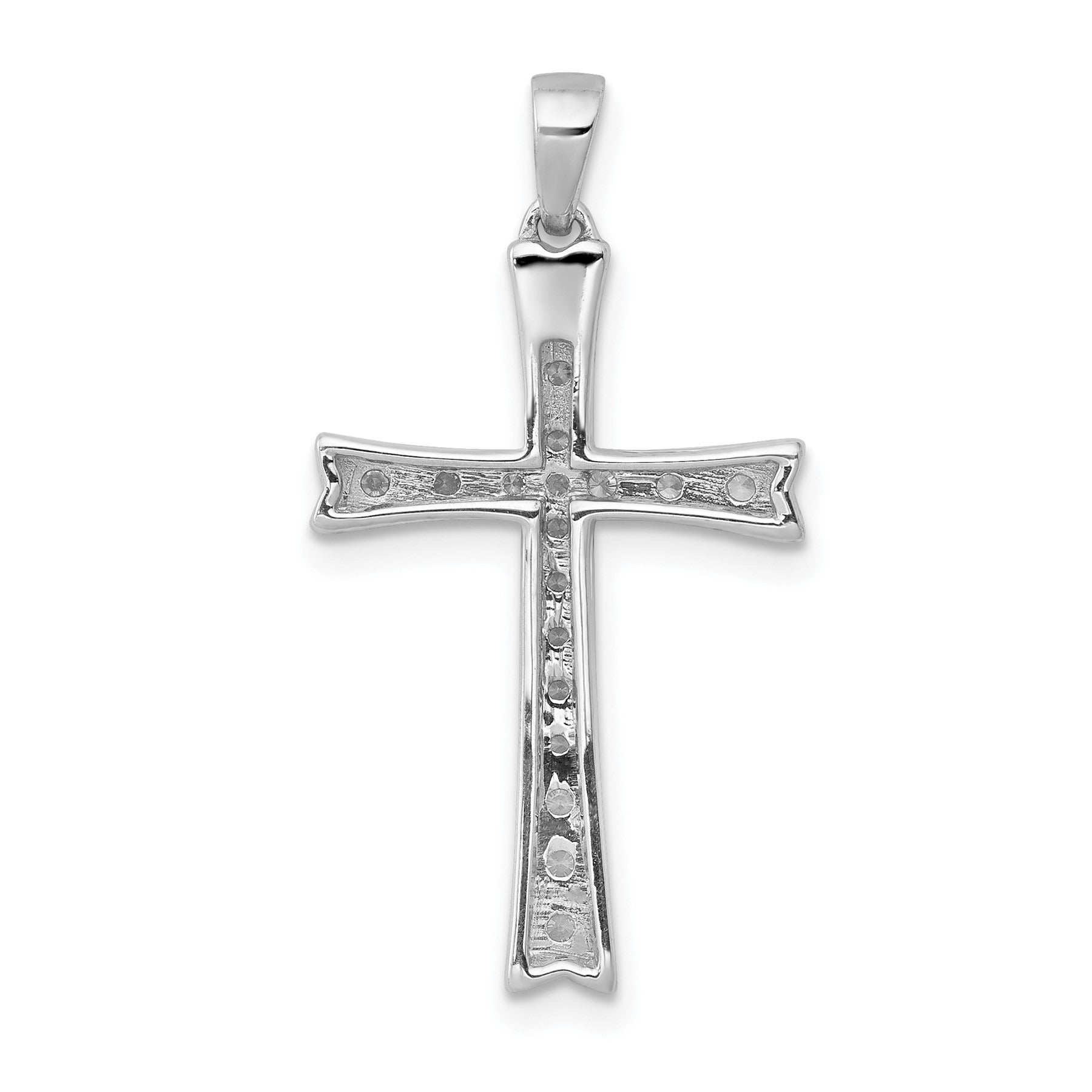 14k White Gold 1/5 carat Lab Grown Diamond Cross Pendant