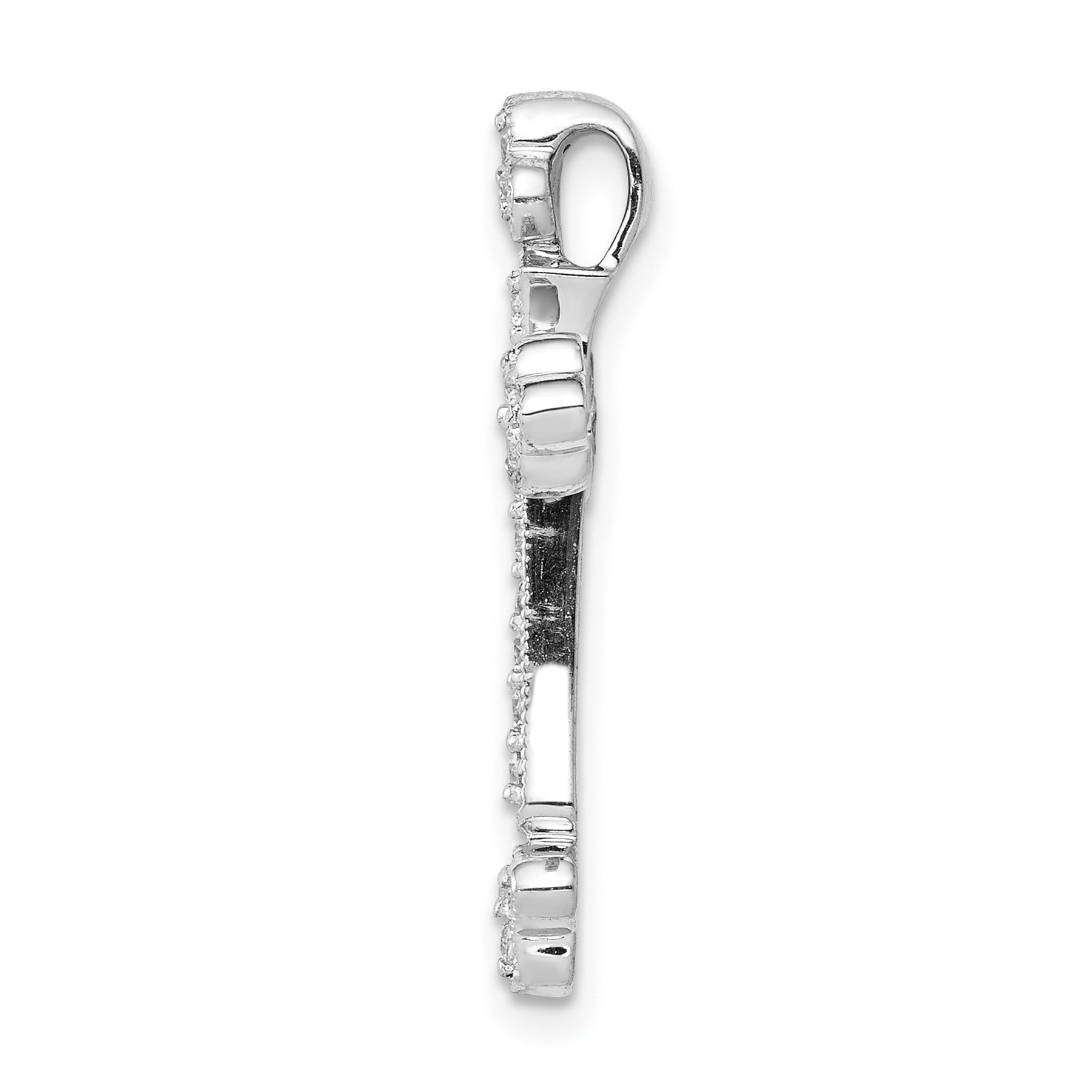 14k White Gold 1/4 carat Lab Grown Diamond Cross Chain Slide Pendant