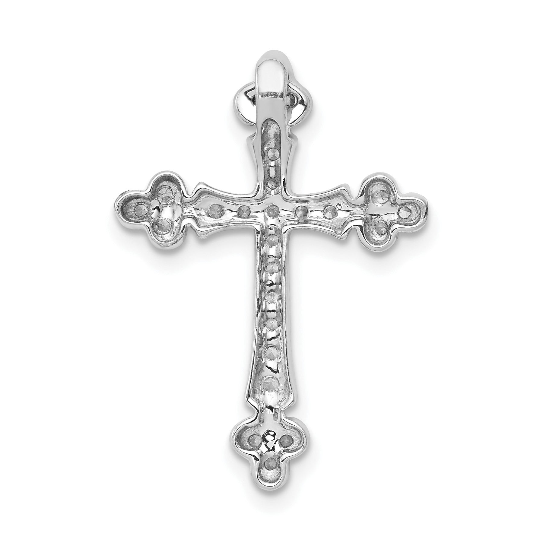 14k White Gold 1/4 carat Lab Grown Diamond Cross Chain Slide Pendant