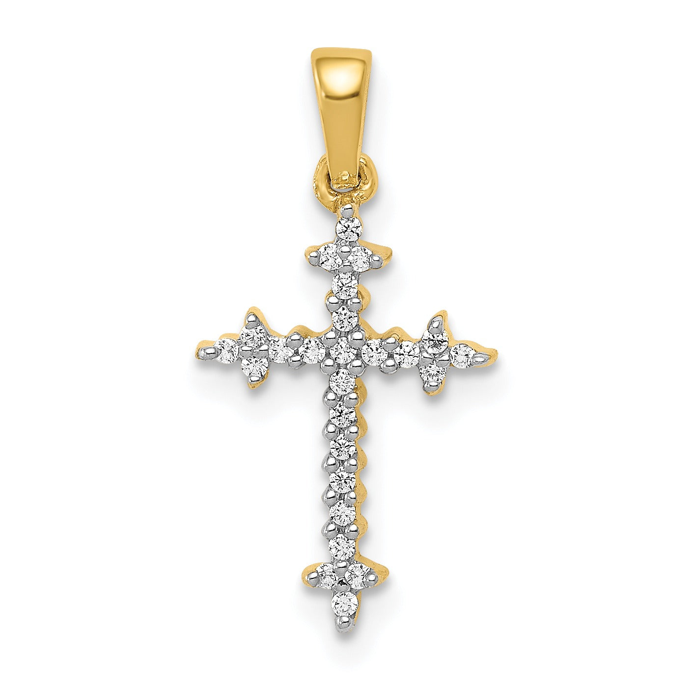 14k Gold 1/10 carat Lab Grown Diamond Cross Pendant