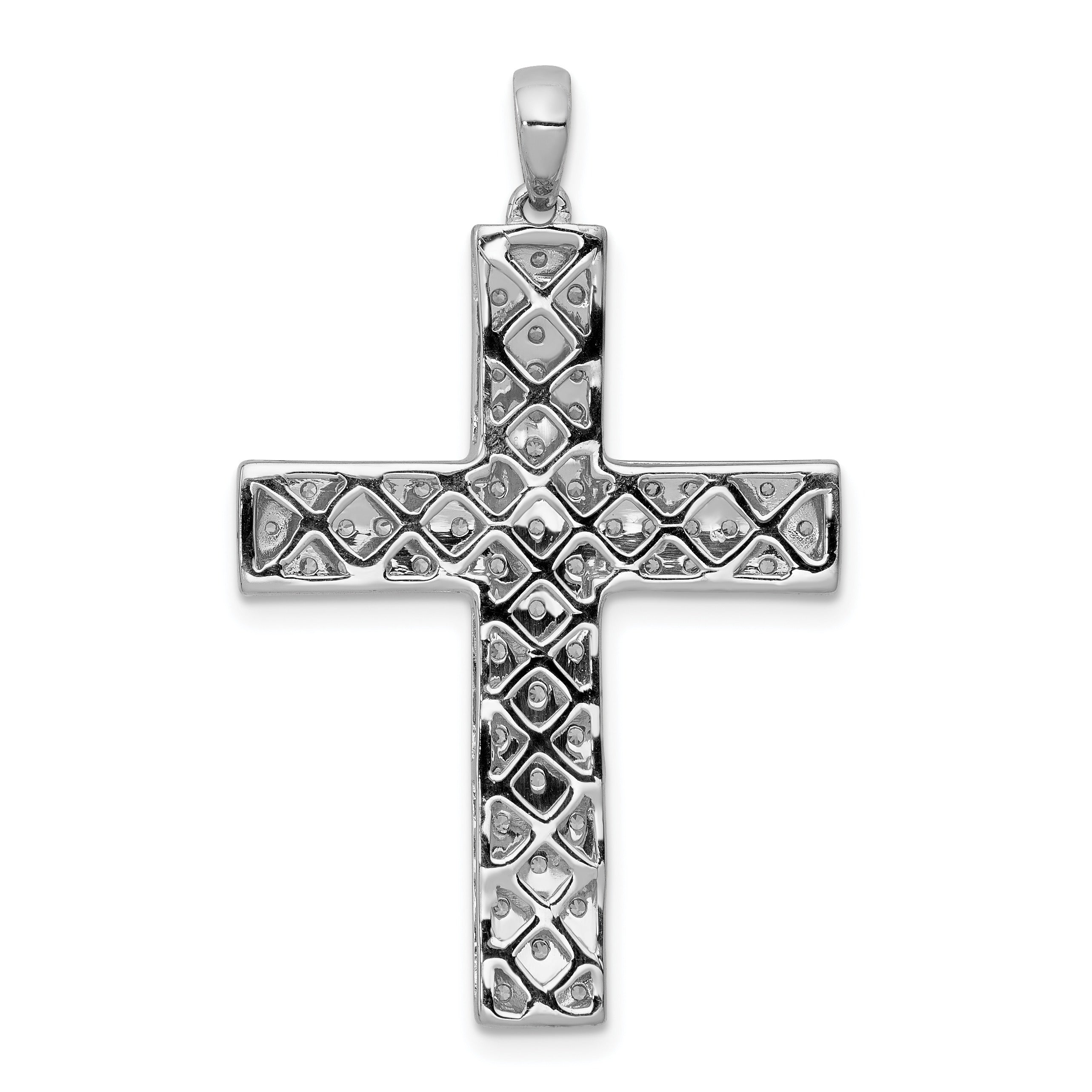 14k White Gold Lab Grown Diamond Latin Cross Pendant