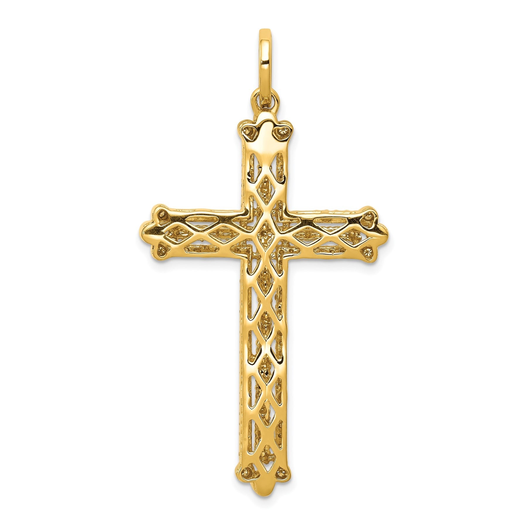 14k Yellow Gold 1 carat Lab Grown Diamond Cross Pendant