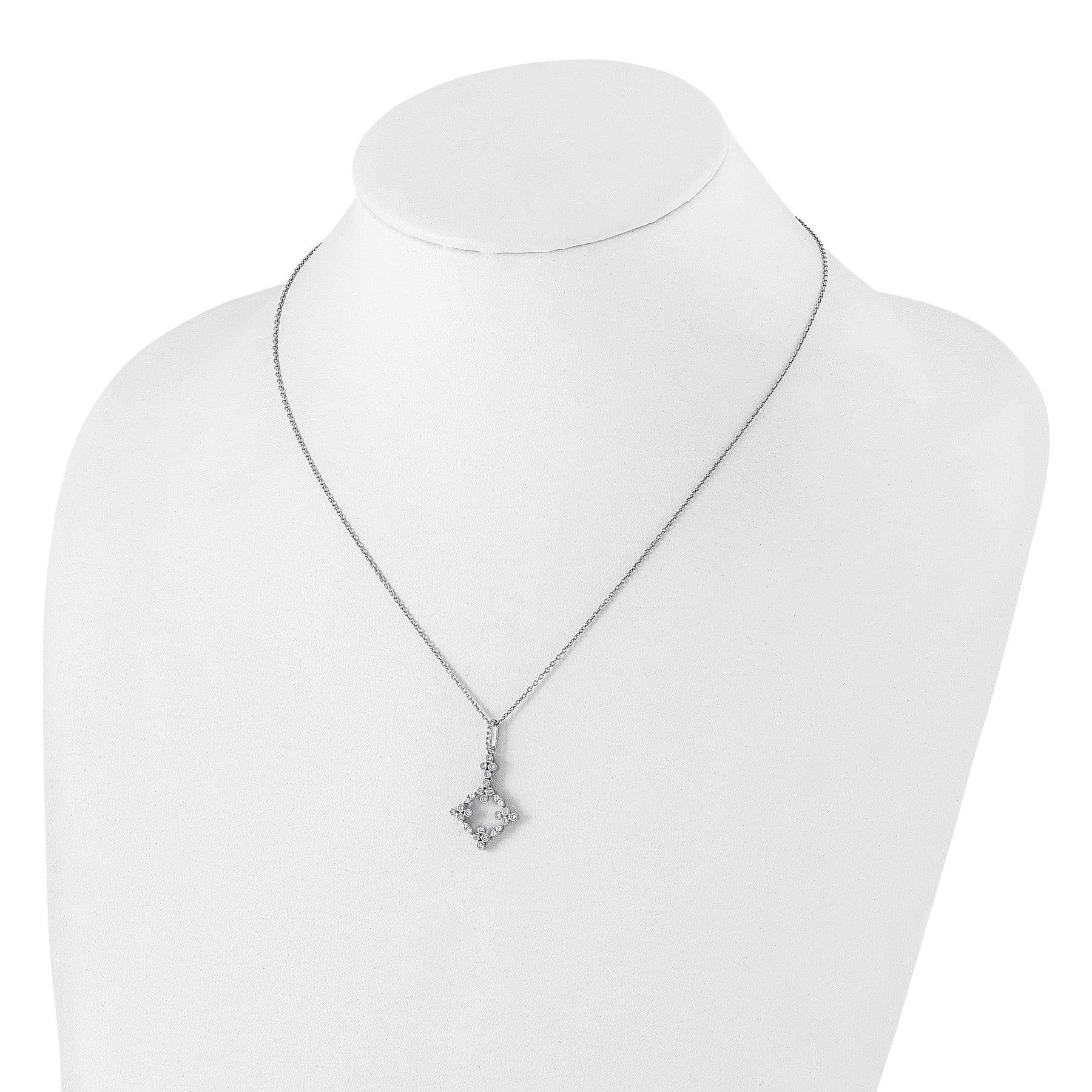 14K White Gold Lab Grown Diamond 18 inch Bloom Floral Necklace 1/4 carat