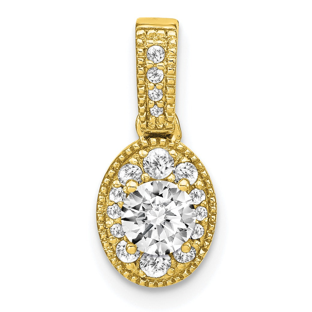 14k Gold Lab Diamond Oval Vintage Pendant 1/2 ct