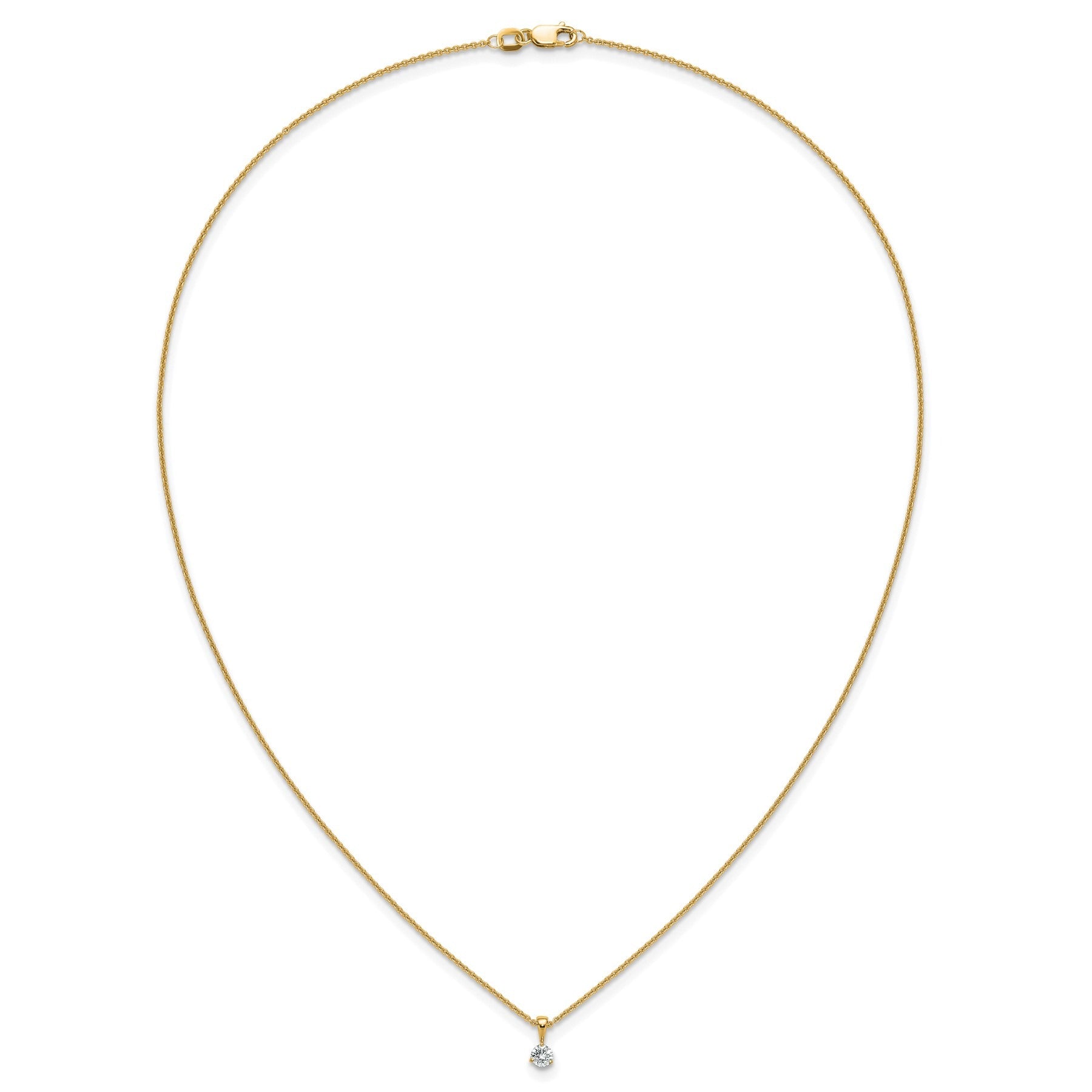 Lab Grown Diamond  Gold Solitaire Pendant Necklace