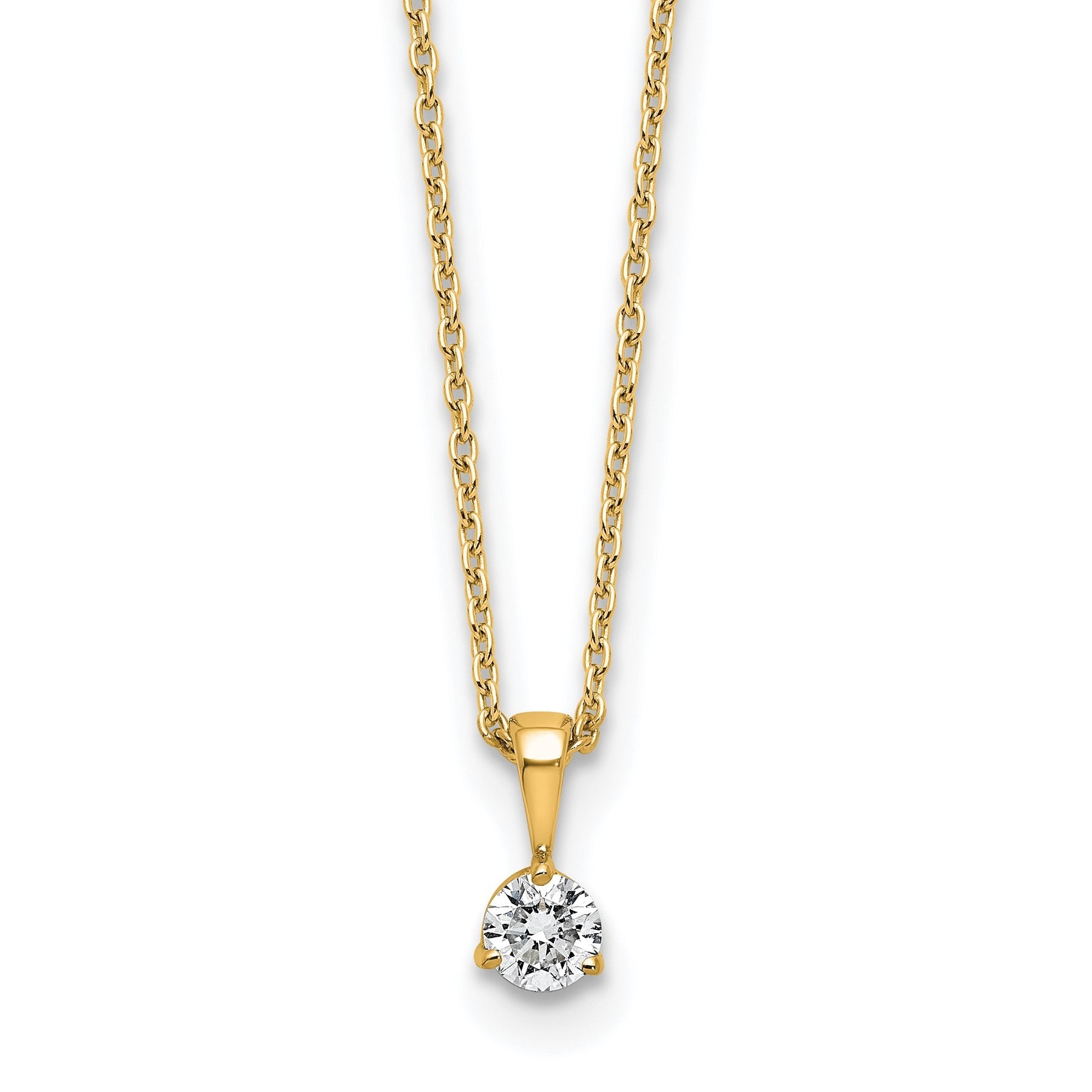 Lab Grown Diamond  Gold Solitaire Pendant Necklace