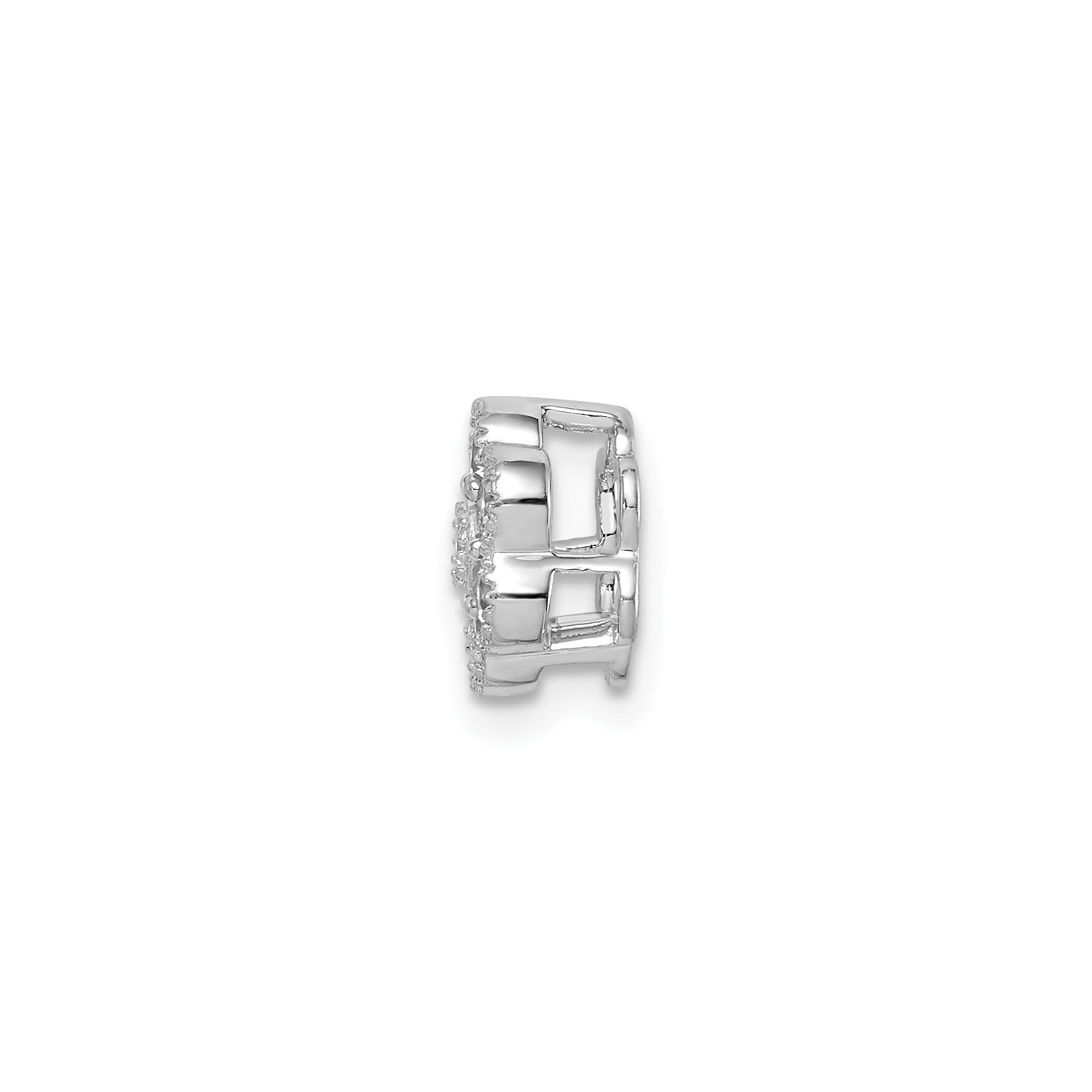 14k White Gold Lab Grown Diamond Floral Chain Slide Pendant