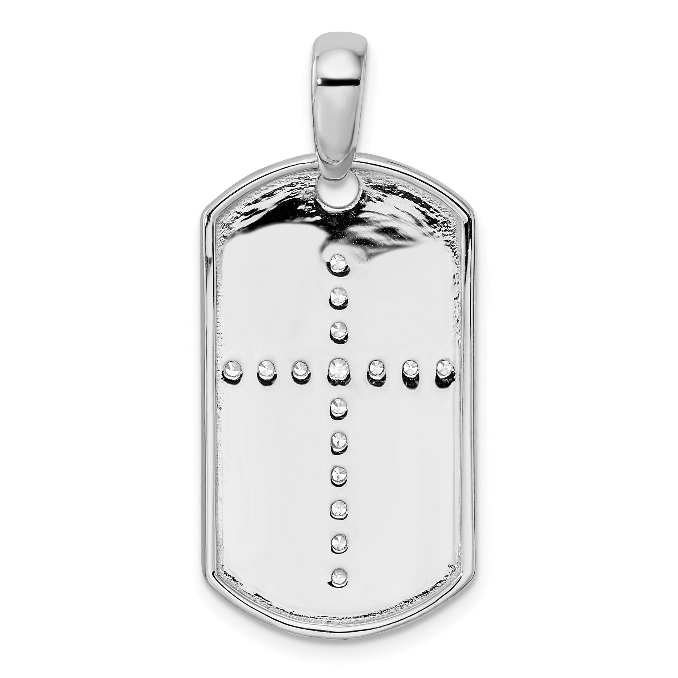 14K Gold Lab Grown Diamond Cross Dog Tag Pendant