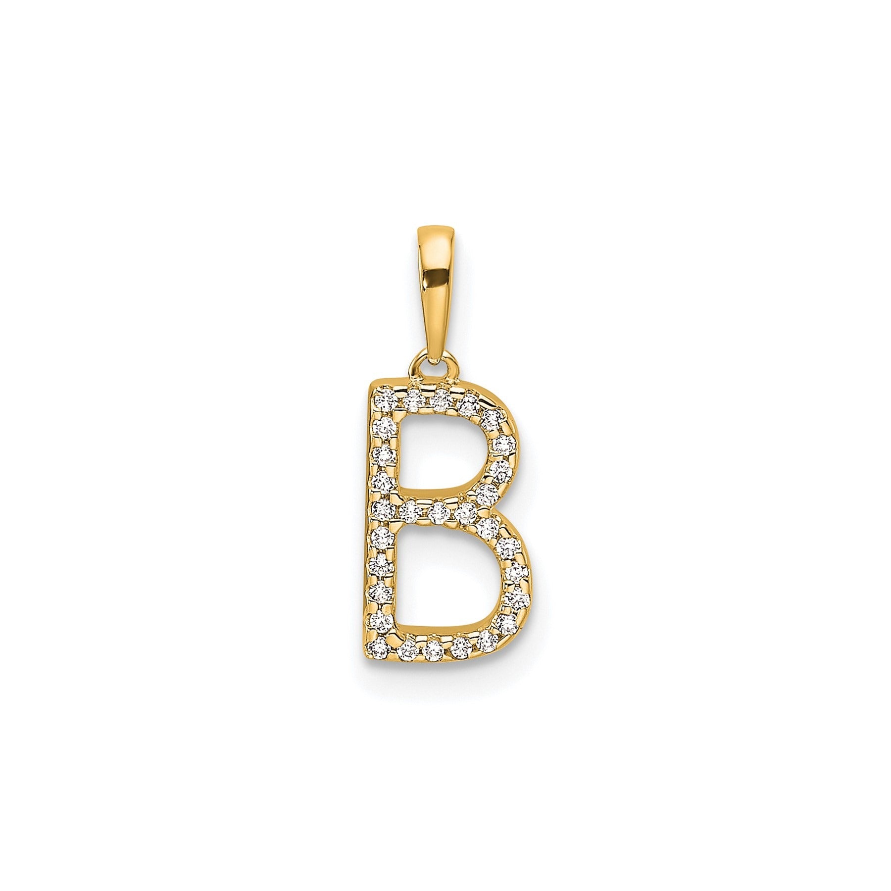 14K Gold Letter Initial Pave Diamond Pendant
