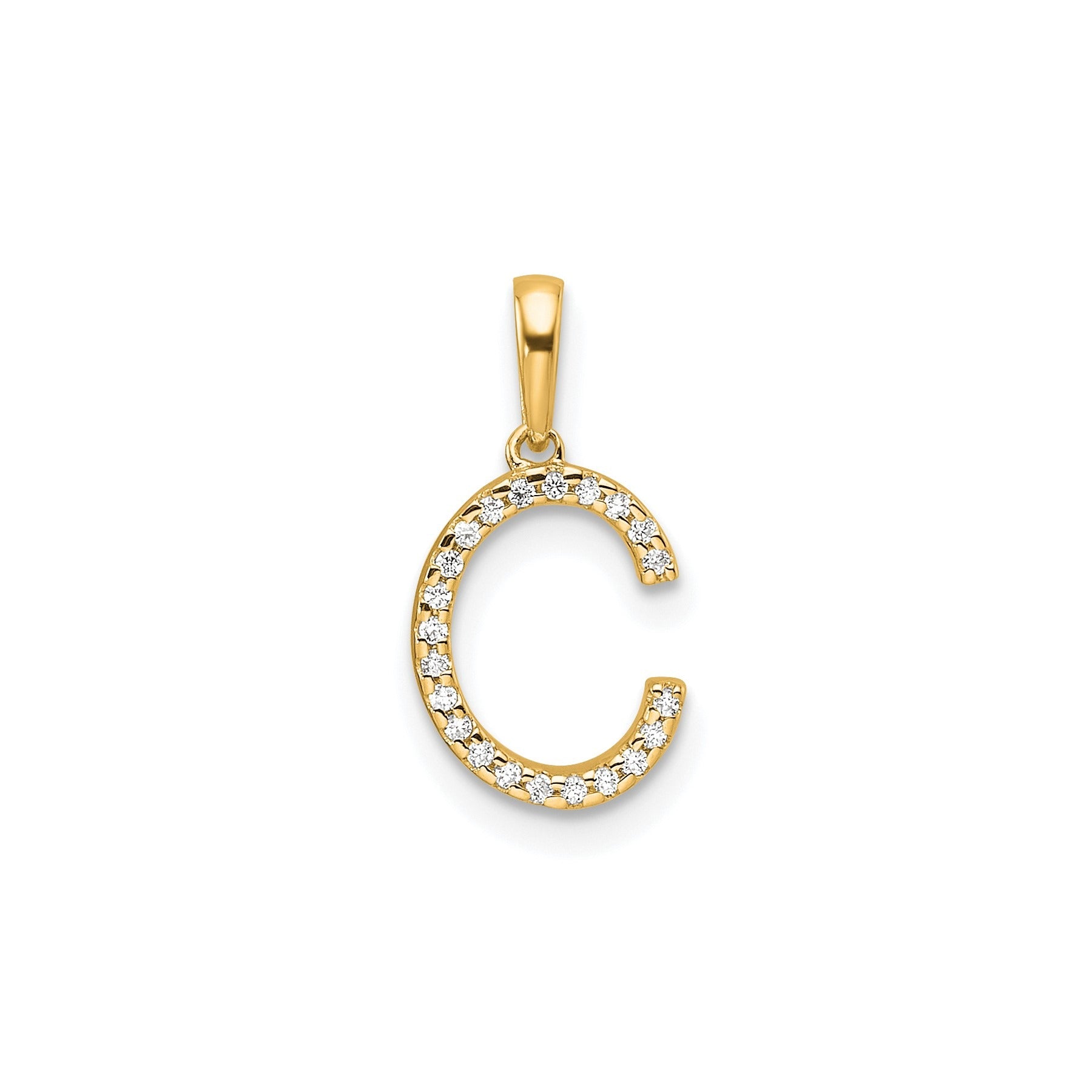 14K Gold Letter Initial Pave Diamond Pendant