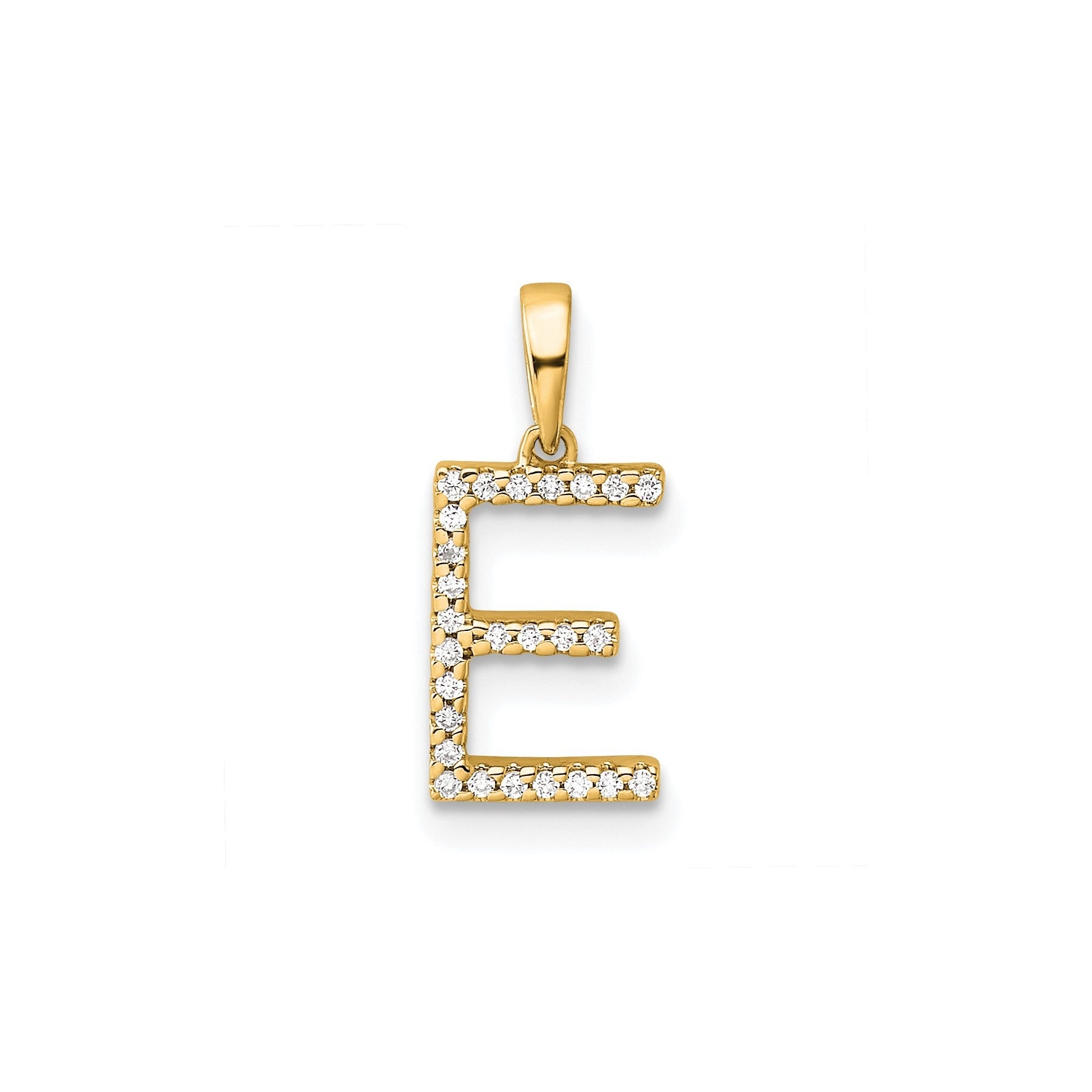 14K Gold Letter Initial Pave Diamond Pendant