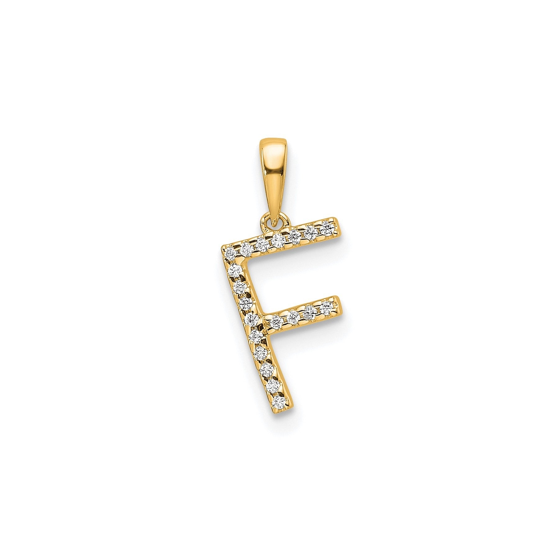 14K Gold Letter Initial Pave Diamond Pendant