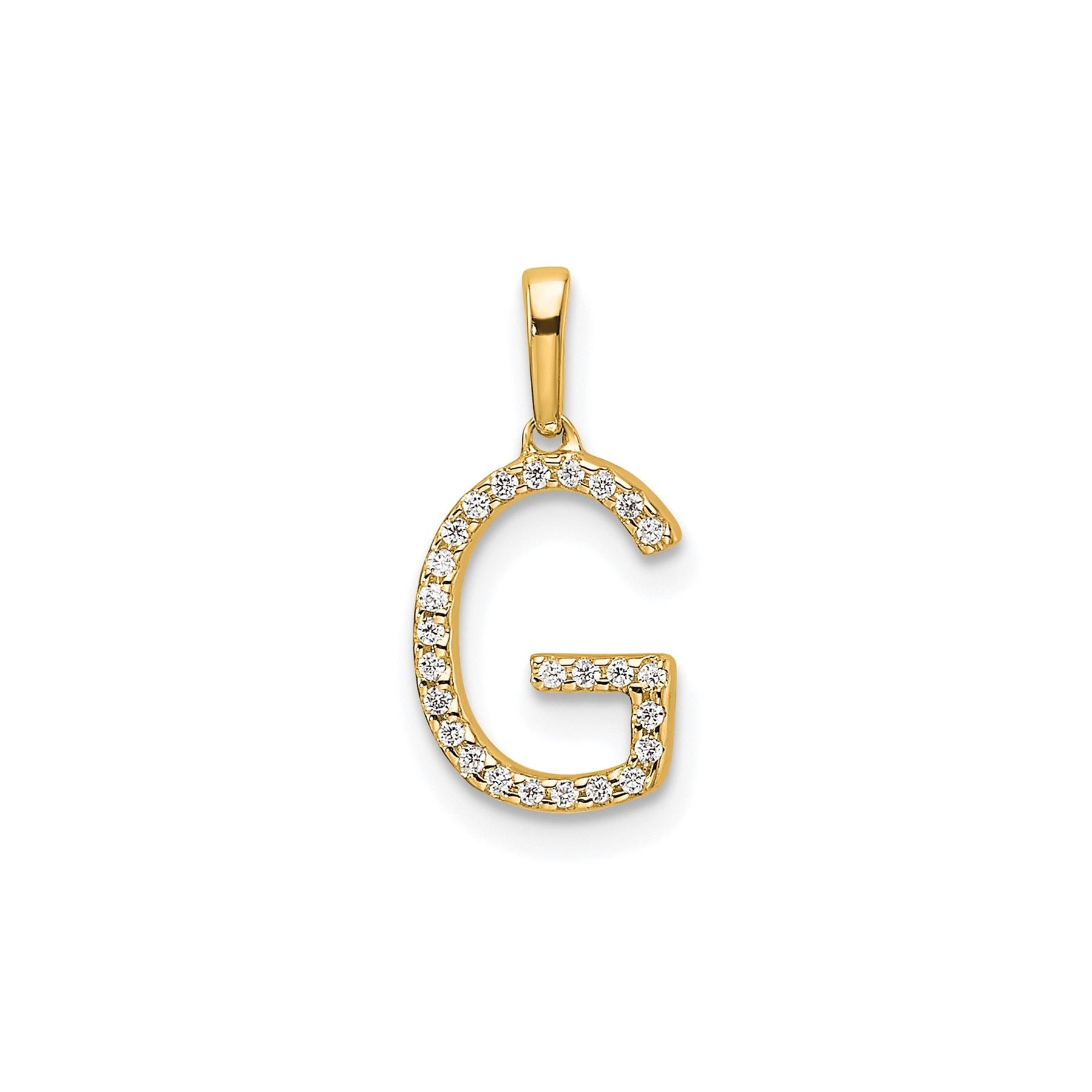 14K Gold Letter Initial Pave Diamond Pendant
