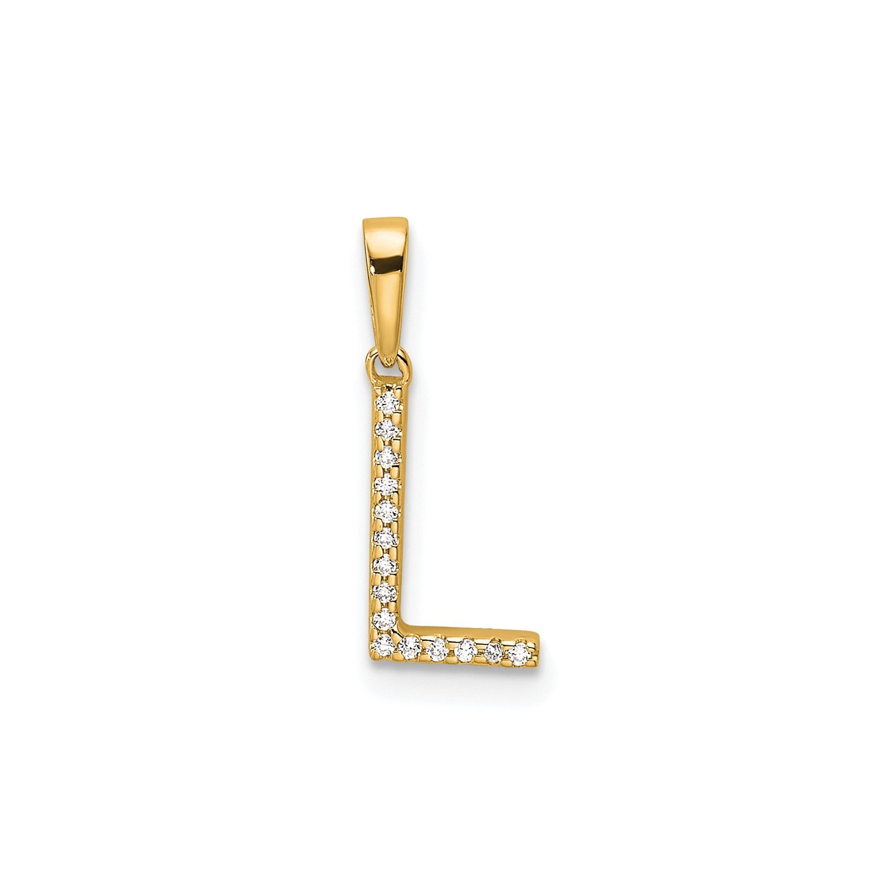 14K Gold Letter Initial Pave Diamond Pendant