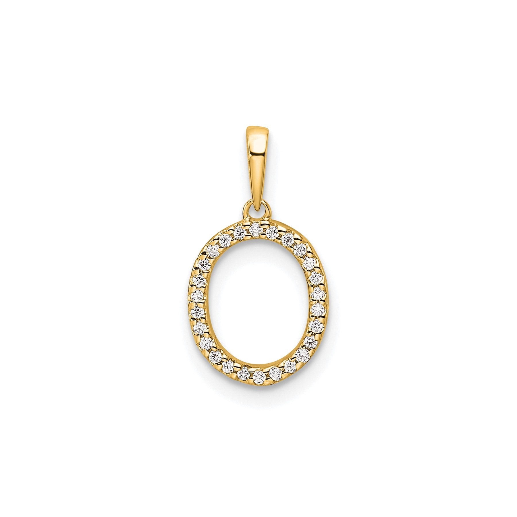14K Gold Letter Initial Pave Diamond Pendant