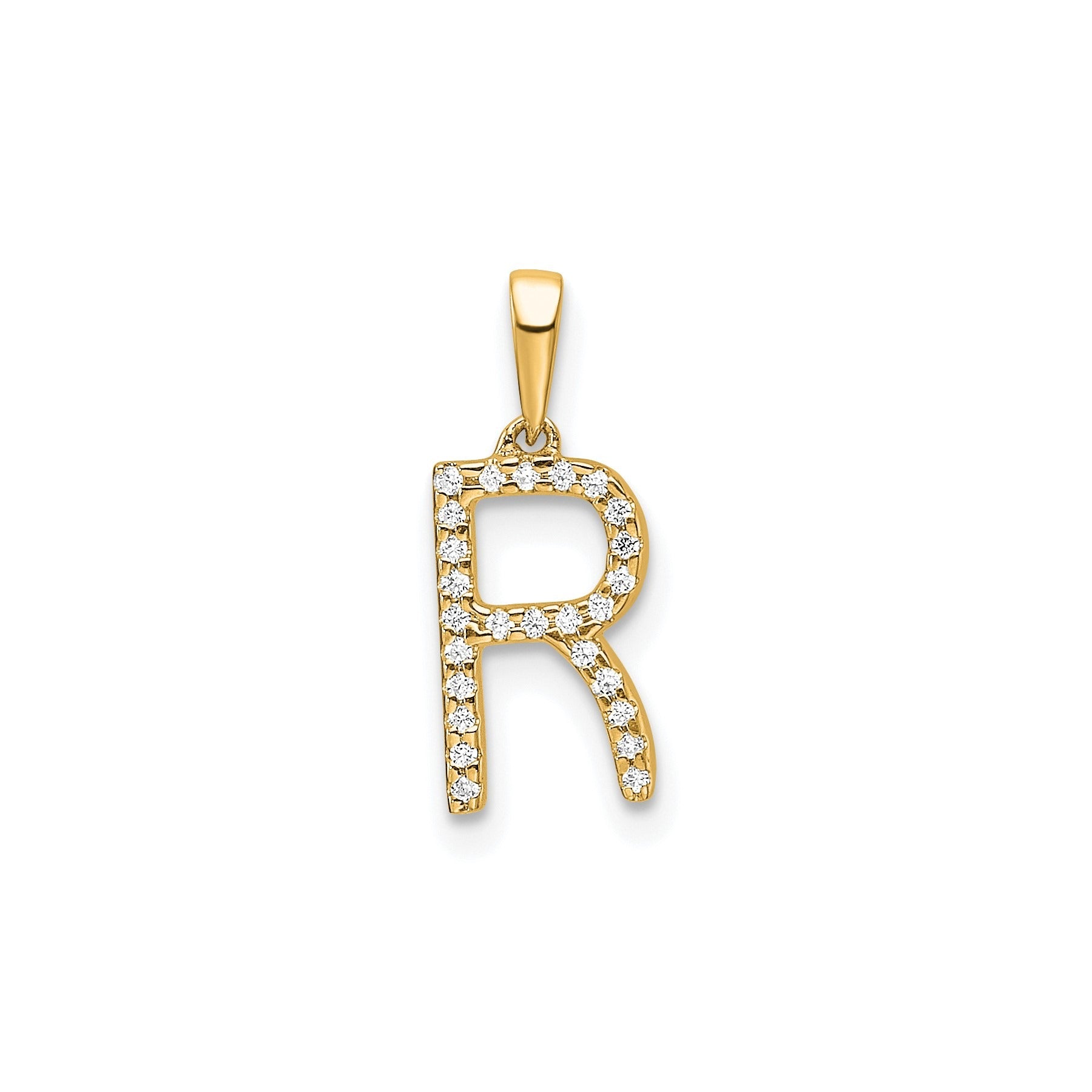 14K Gold Letter Initial Pave Diamond Pendant