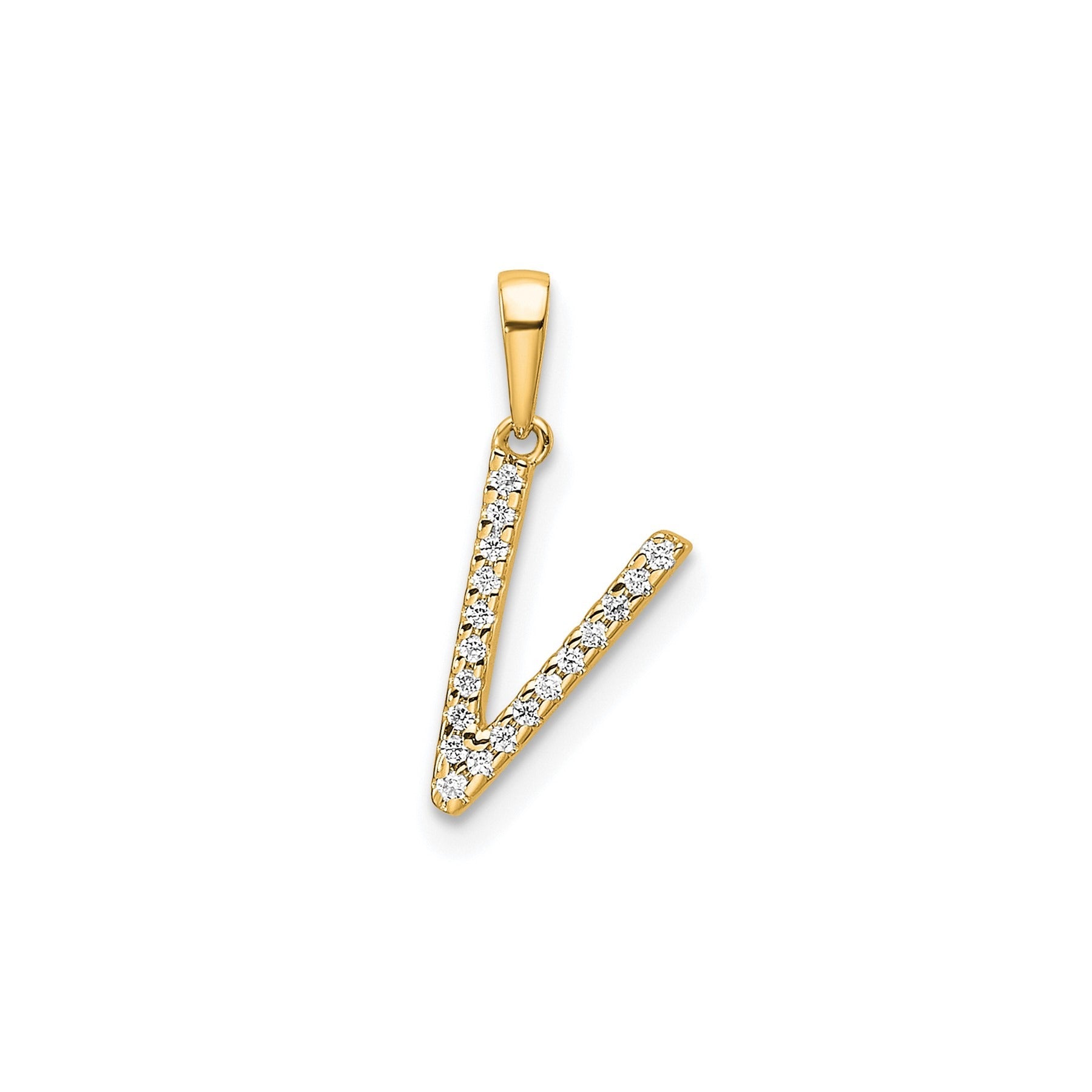 14K Gold Letter Initial Pave Diamond Pendant