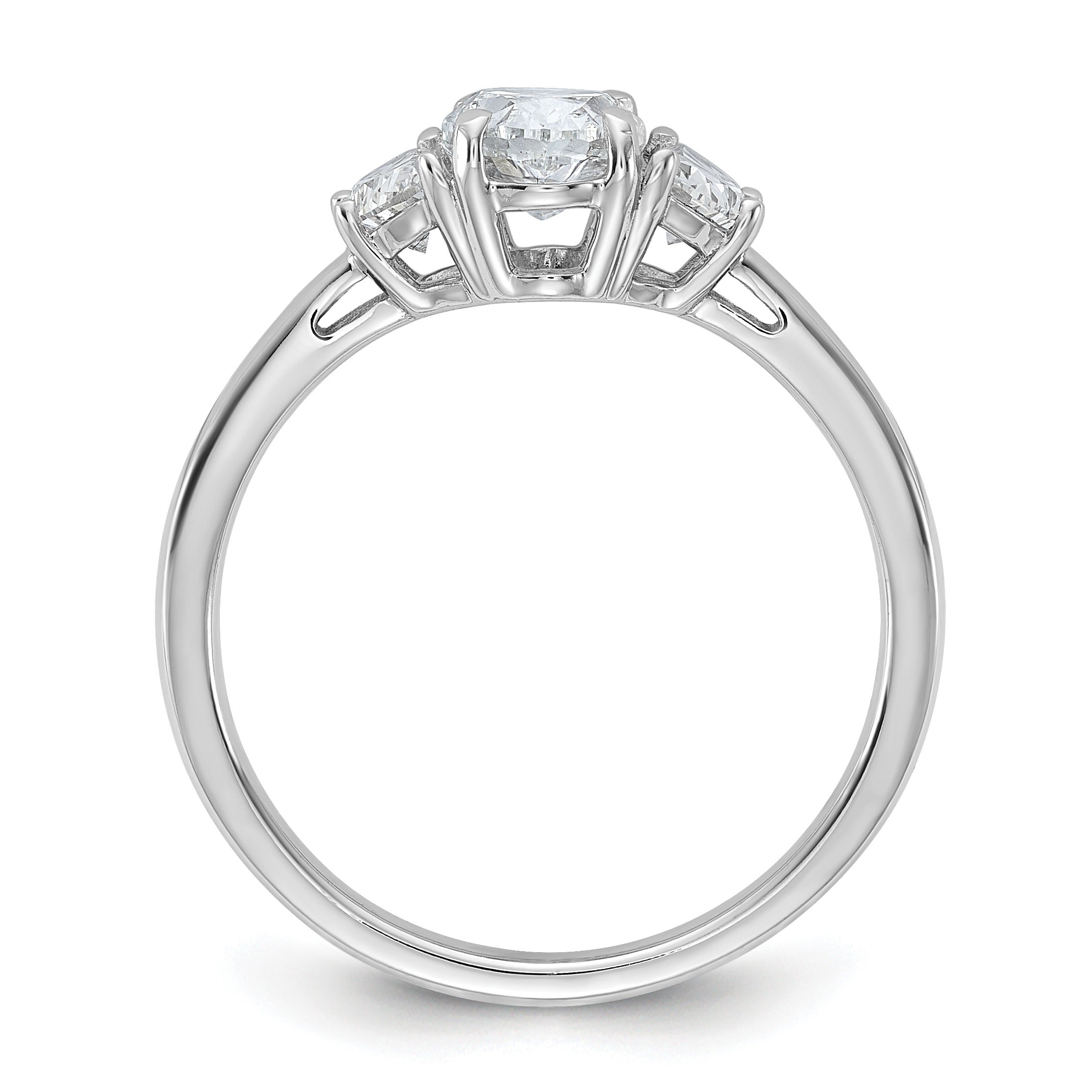 14K White Gold Lab Grown Oval Diamond Three Stone Engagement Ring