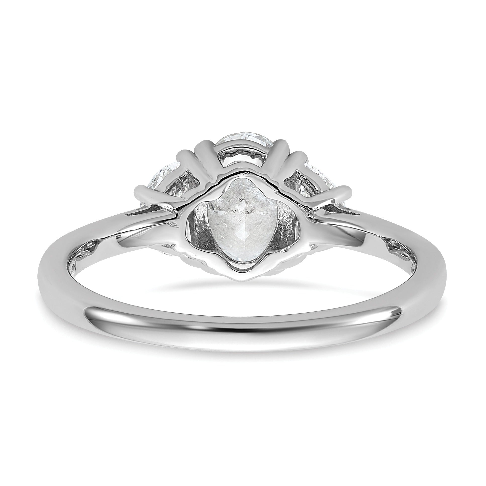 14K White Gold Lab Grown Oval Diamond Three Stone Engagement Ring