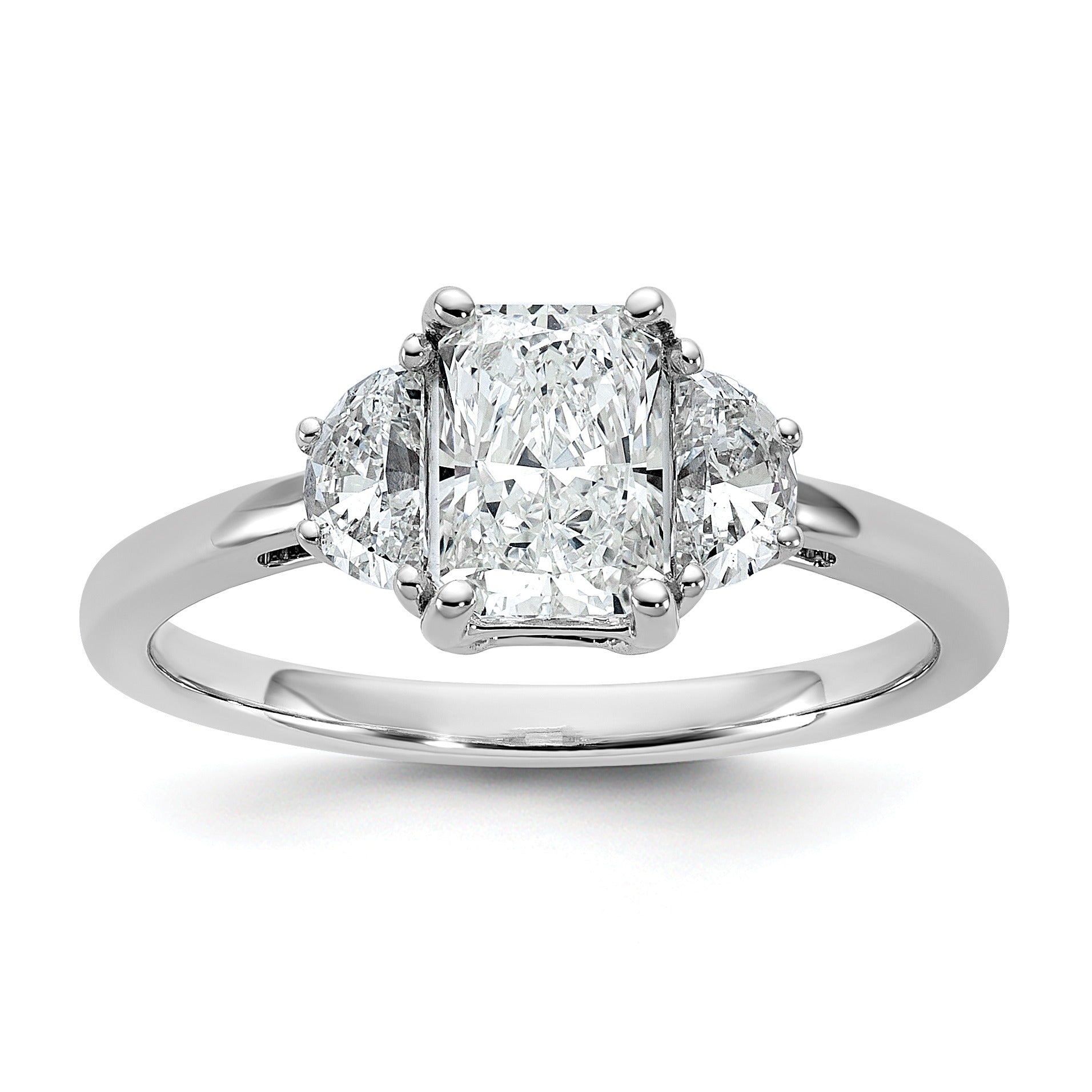 14K White Gold Lab Diamond 3 Stone Semi Mount Engagement Ring