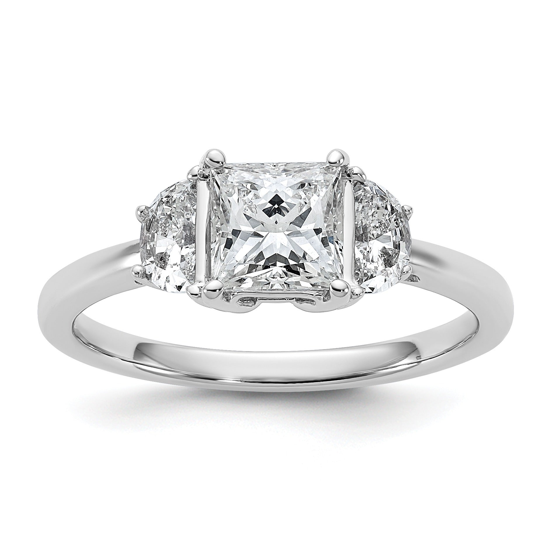 Lab Grown Diamond Princess and Half-moon 3-Stone Bridal Ring