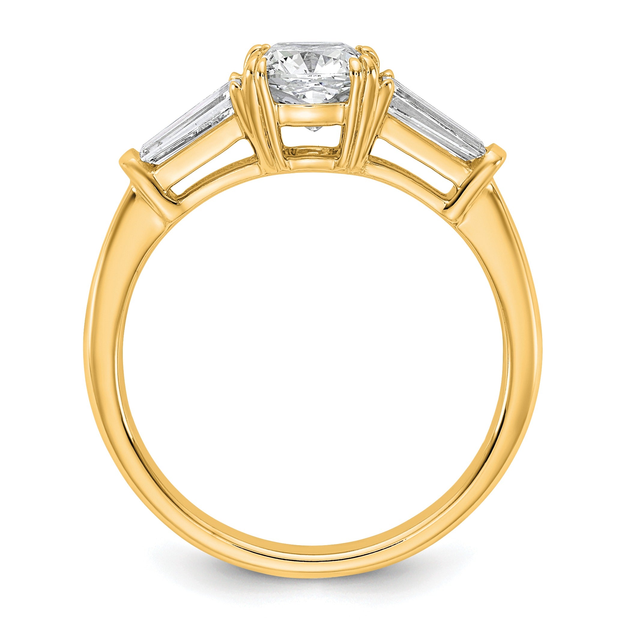 Lab Grown Diamond Cushion and Baguette 3-Stone Bridal Ring