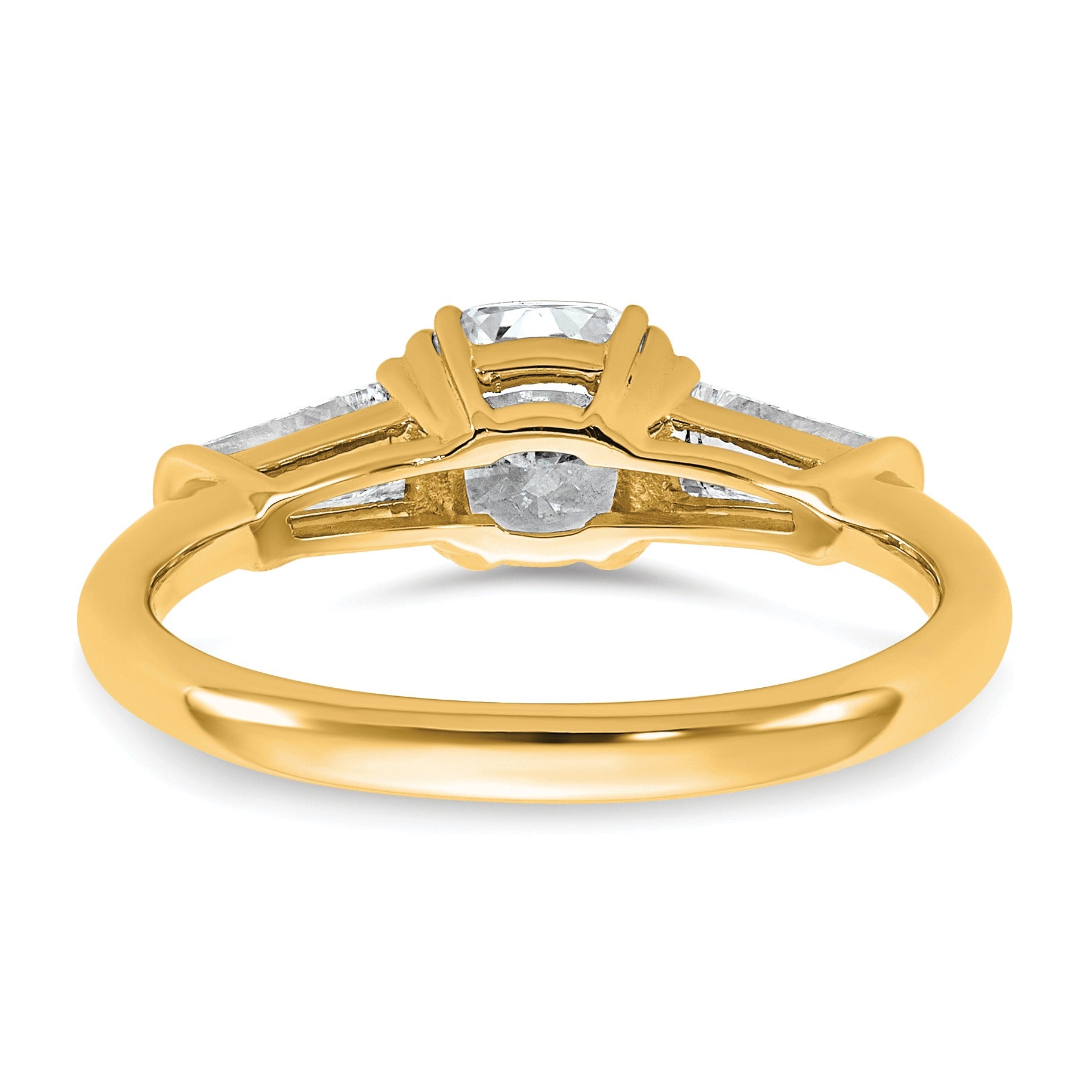 Lab Grown Diamond Cushion and Baguette 3-Stone Bridal Ring