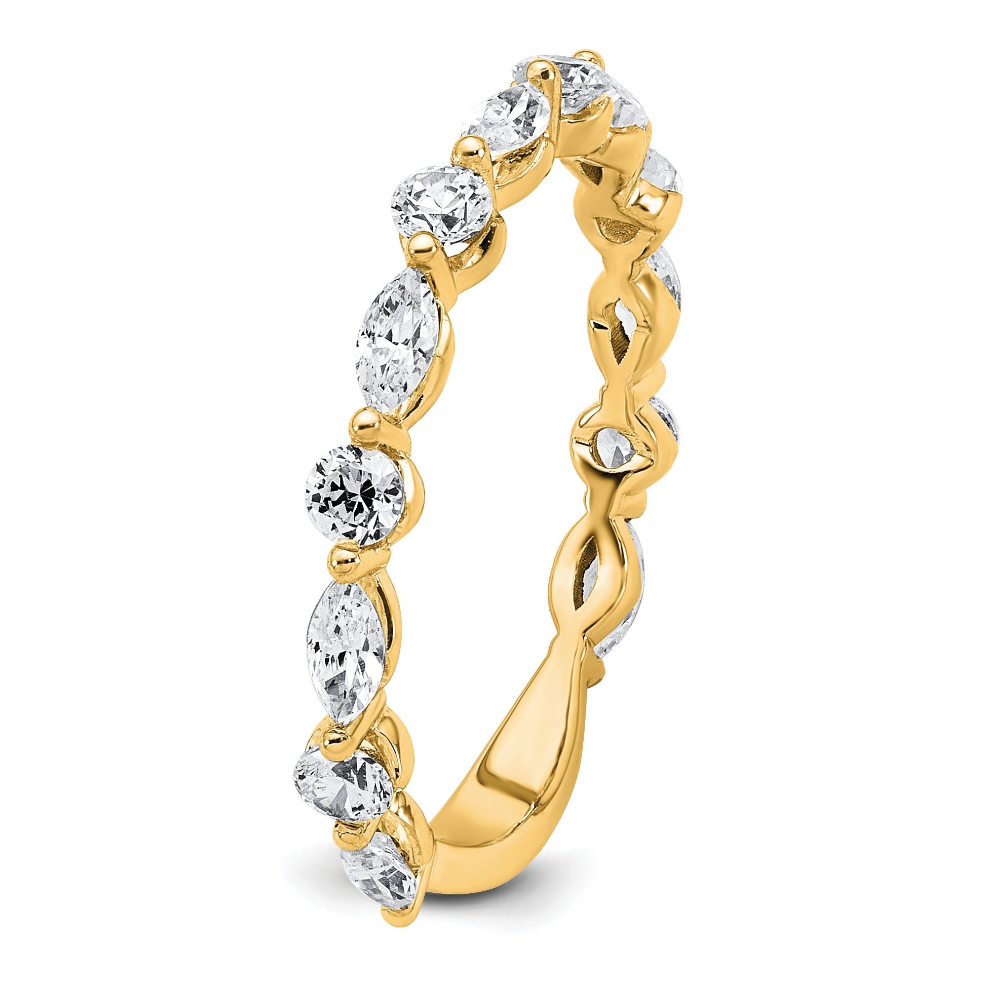 0.75 Ct Lab Grown Diamond Prong 14K Yellow Gold Alternating Wedding Enhancer Band